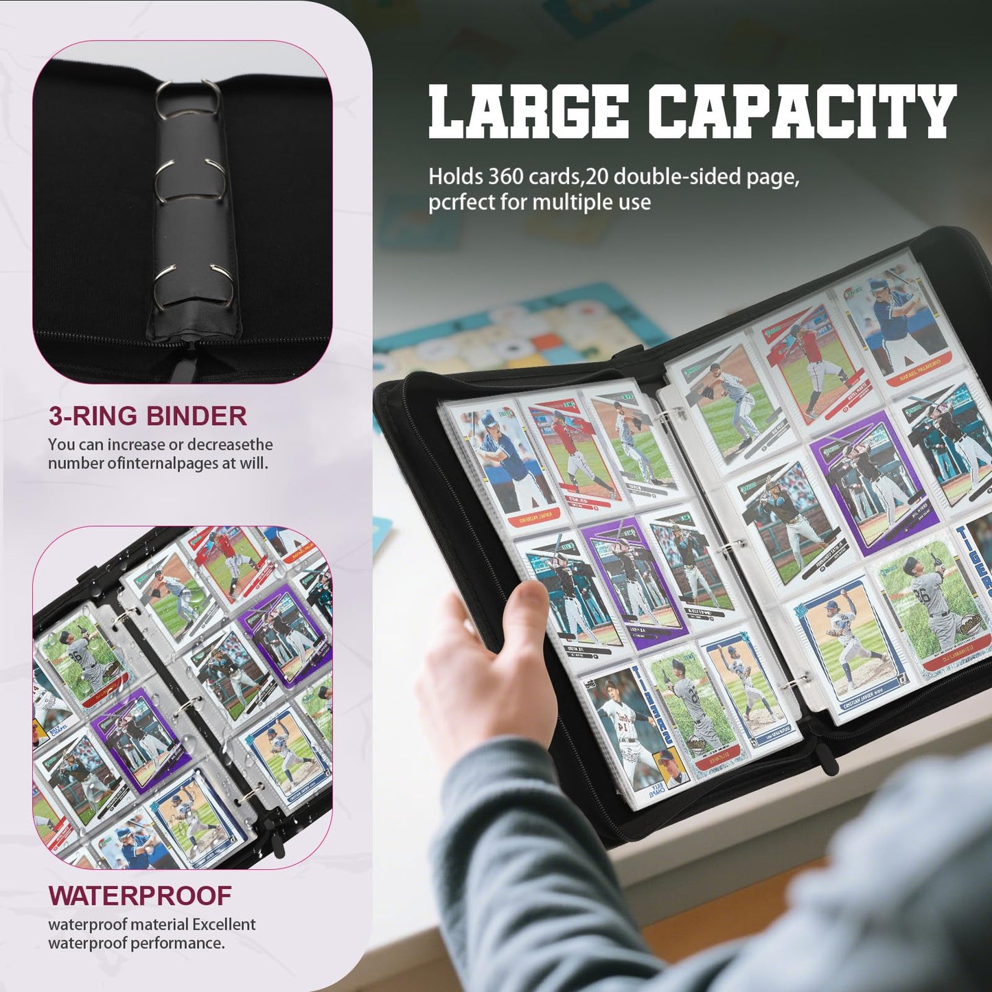 MOSLA 9-Pocket Trading Card Binder | 720 Double-Sided PU Sleeve Binder for MTG, TCG, and Sports Cards