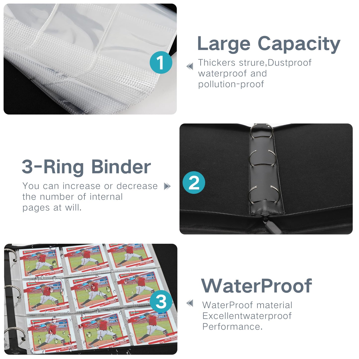 MOSLA 9-Pocket Trading Card Binder | 720 Double-Sided PU Sleeve Binder for MTG, TCG, and Sports Cards