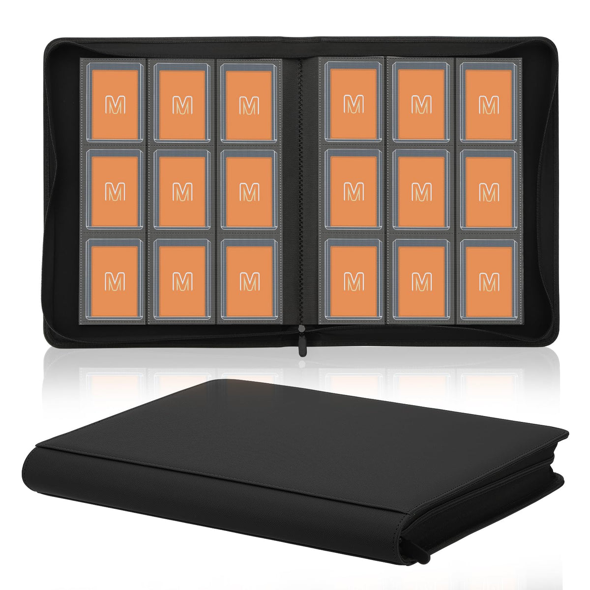 MOSLA Toploader Binder – 288-Card 9-Pocket Storage with Sleeves (3x4 Toploaders) – Premium PU Leather