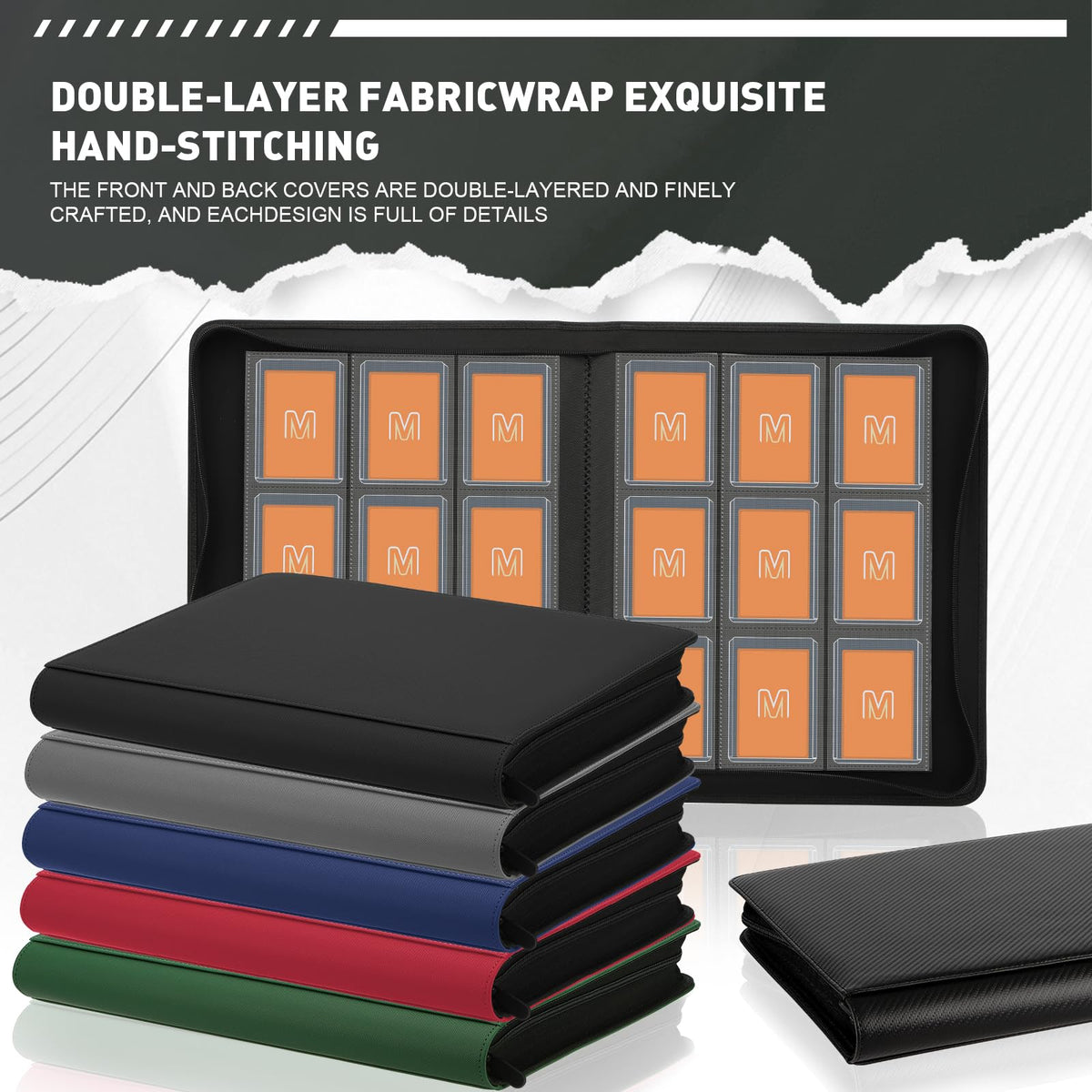 MOSLA Toploader Binder – 288-Card 9-Pocket Storage with Sleeves (3x4 Toploaders) – Premium PU Leather