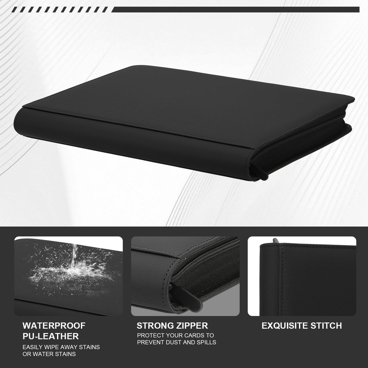 MOSLA Toploader Binder – 288-Card 9-Pocket Storage with Sleeves (3x4 Toploaders) – Premium PU Leather