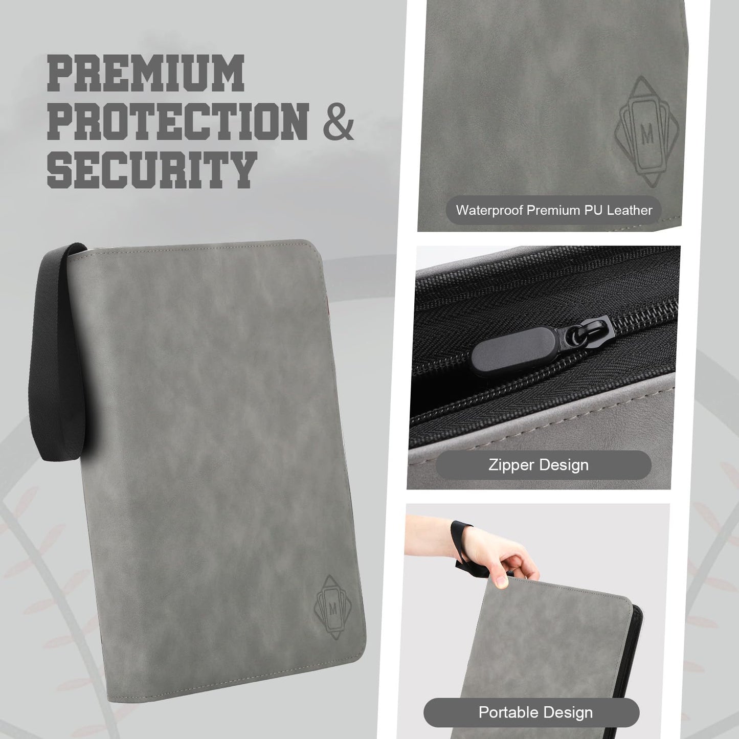 MOSLA Trading Card Binder with 9 Pocket Sleeves – Premium PU Leather, 720 Card Capacity