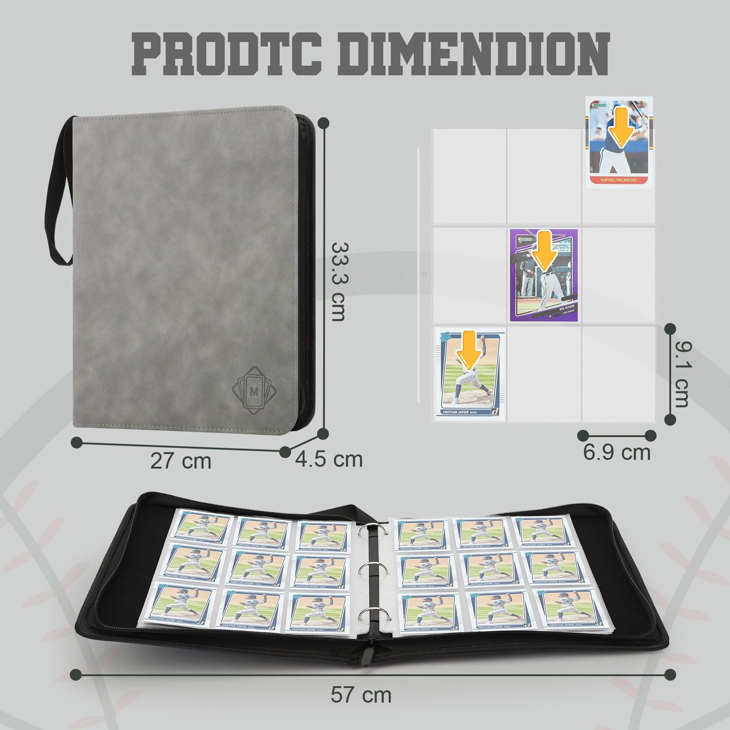 MOSLA Trading Card Binder with 9 Pocket Sleeves – Premium PU Leather, 720 Card Capacity
