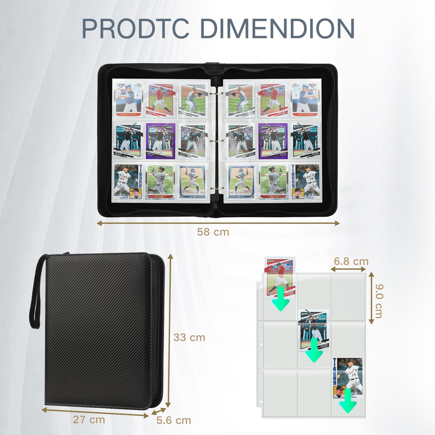 MOSLA 9-Pocket Trading Card Binder | 720 Double-Sided PU Sleeve Binder for MTG, TCG, and Sports Cards