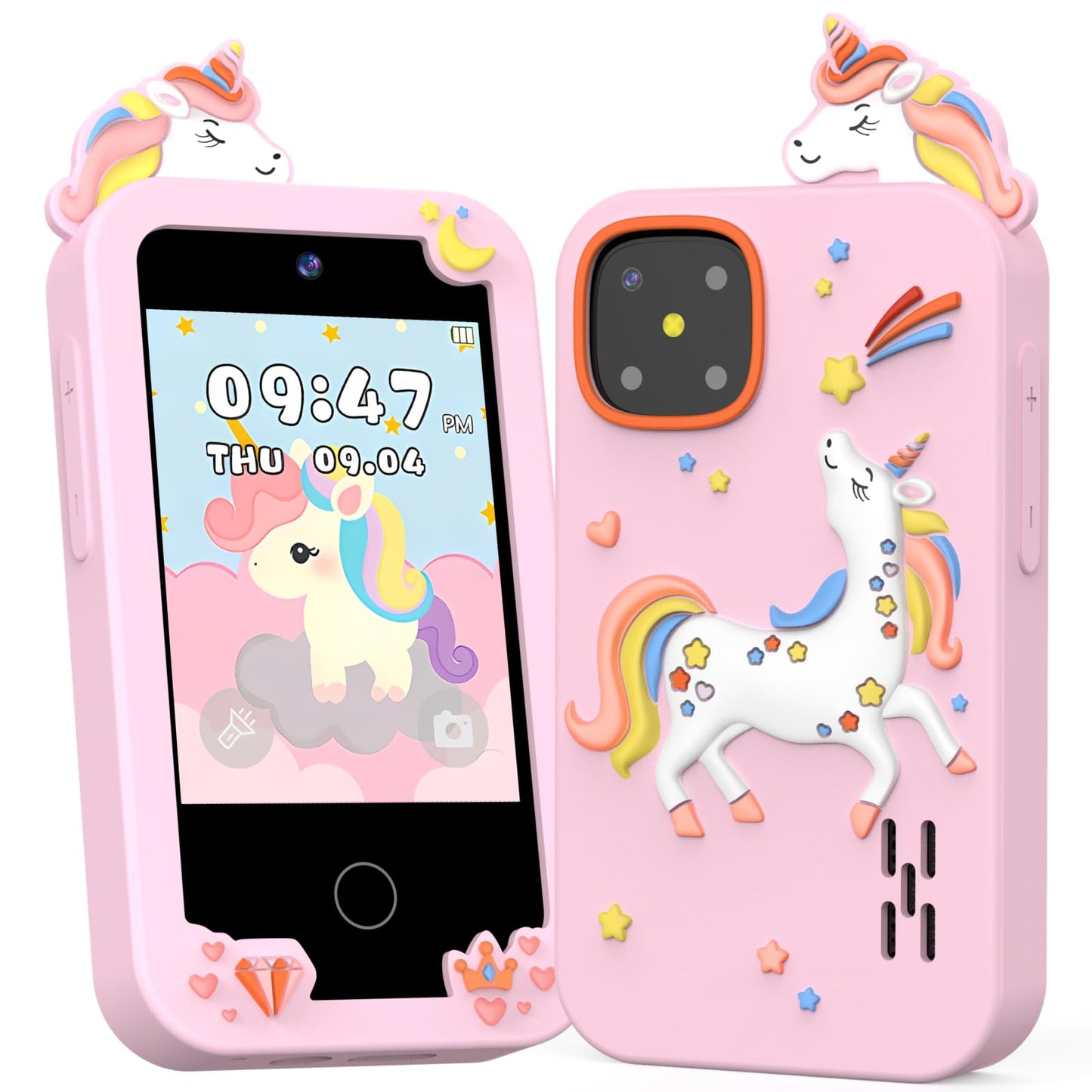 MOTCTQVD Kids Phone Toy for Girls 3-9 — Dual Cameras, Music, Games (Offline)