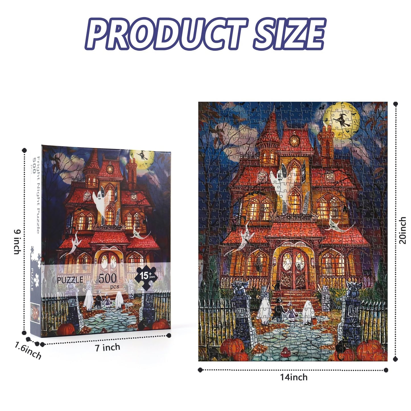 Motiloo 500-Piece Halloween Jigsaw Puzzle – Fright Night for Adults | Family & Party Decor