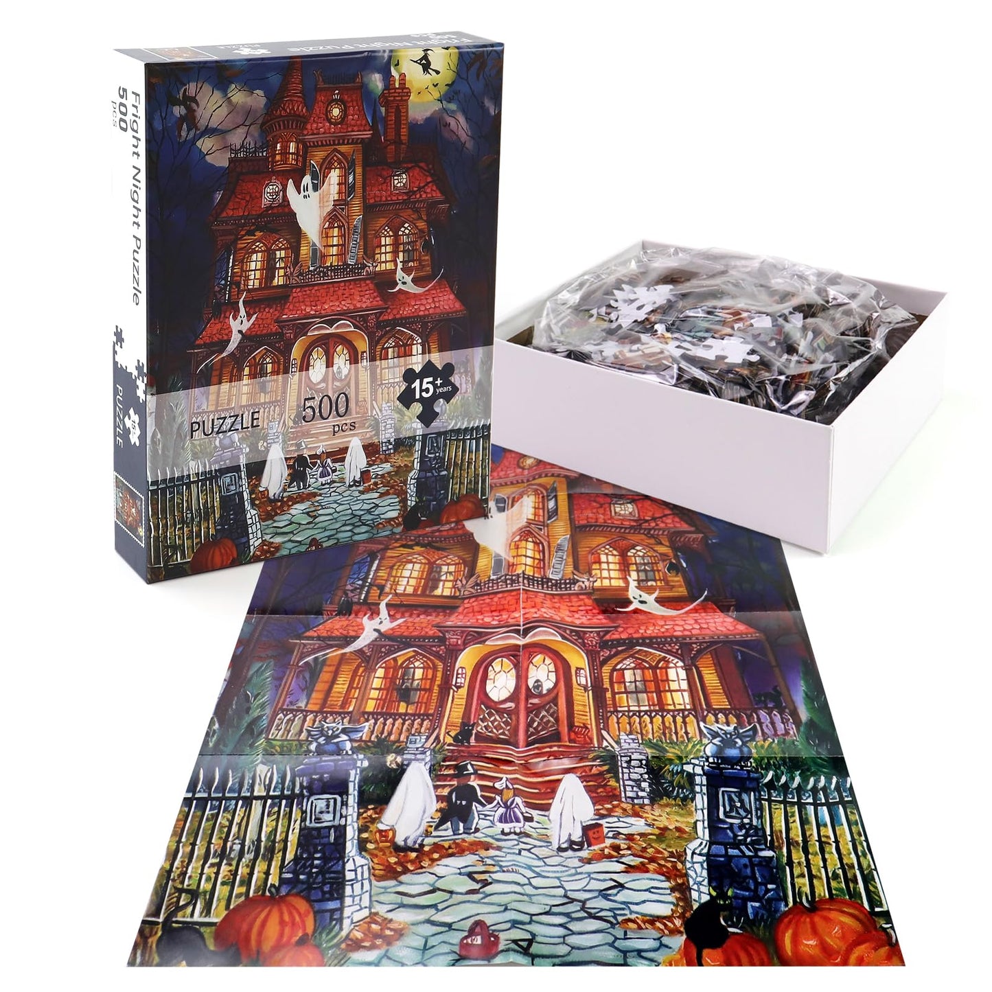 Motiloo 500-Piece Halloween Jigsaw Puzzle – Fright Night for Adults | Family & Party Decor