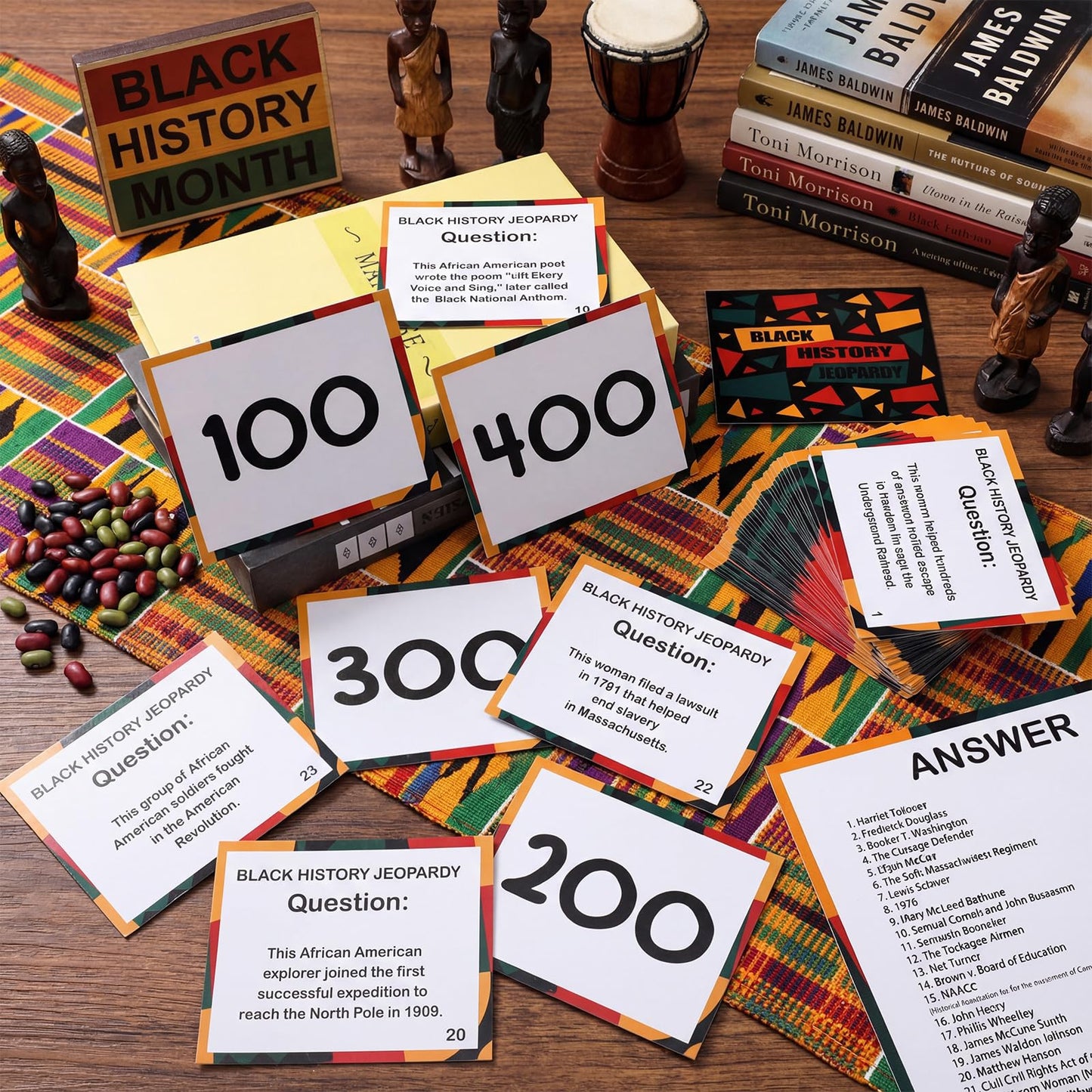 MotiMind 50-Question Black History Trivia Card Set with Answer Key & Scorecards — Classroom Educational Game