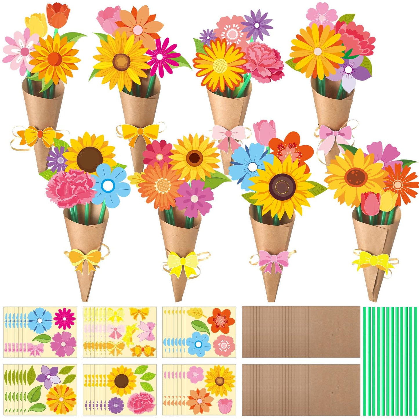 Motipuns 48-Set Flower Bouquet Craft Kit | DIY Paper Flowers & Gift Ideas