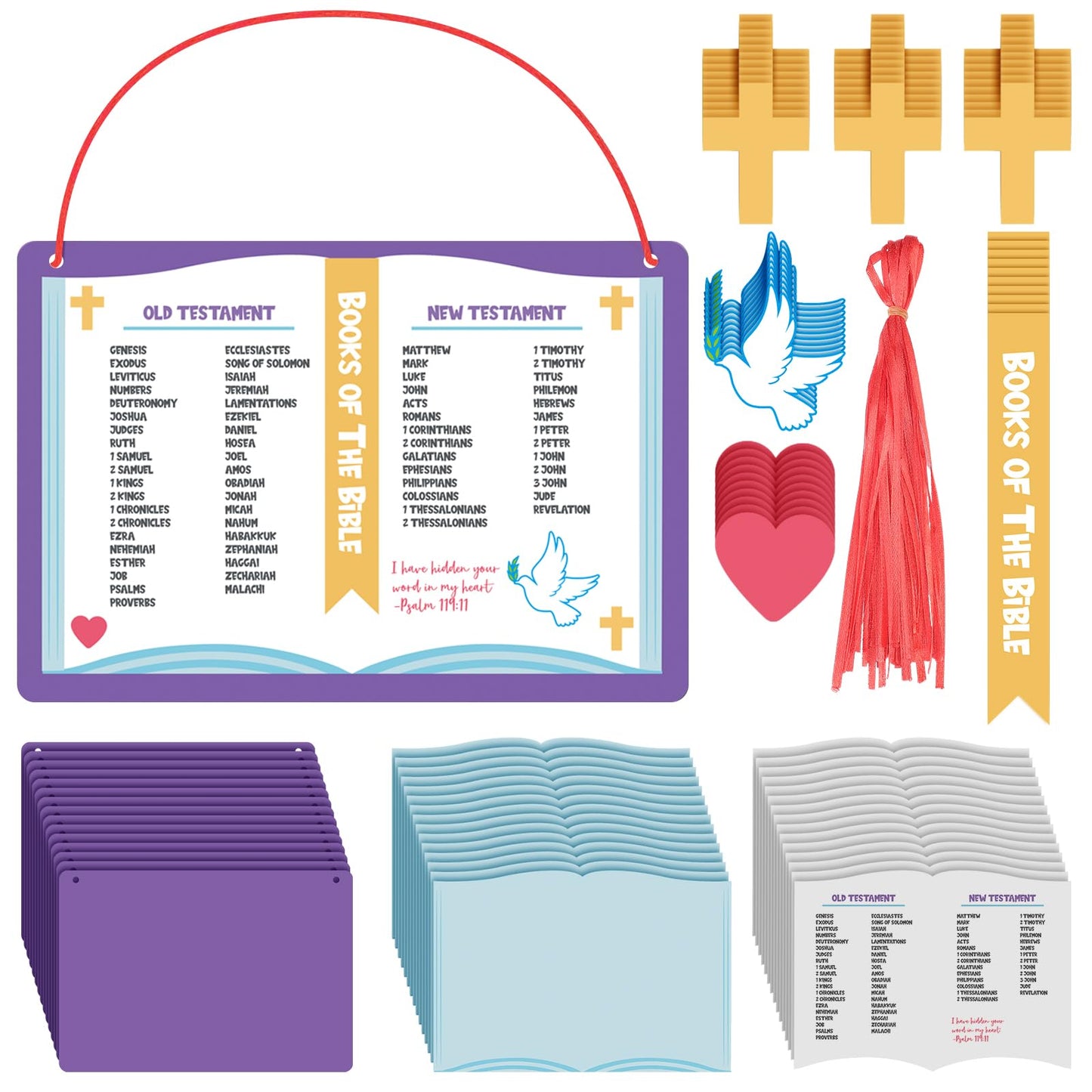 Motipuns 24 Bible Craft Sets for Kids – DIY Sticker Ornaments for Sunday School & Church