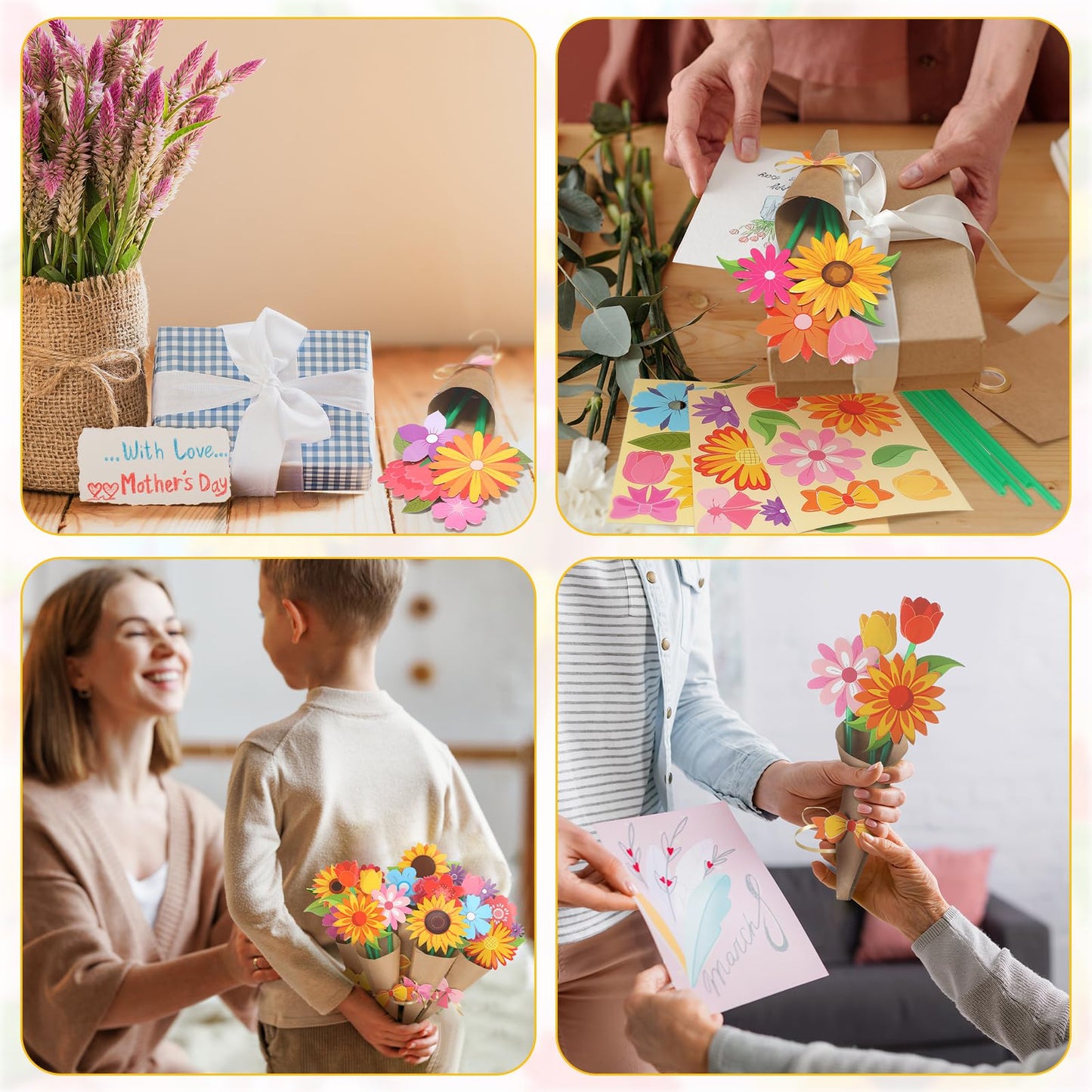 Motipuns 48-Set Flower Bouquet Craft Kit | DIY Paper Flowers & Gift Ideas