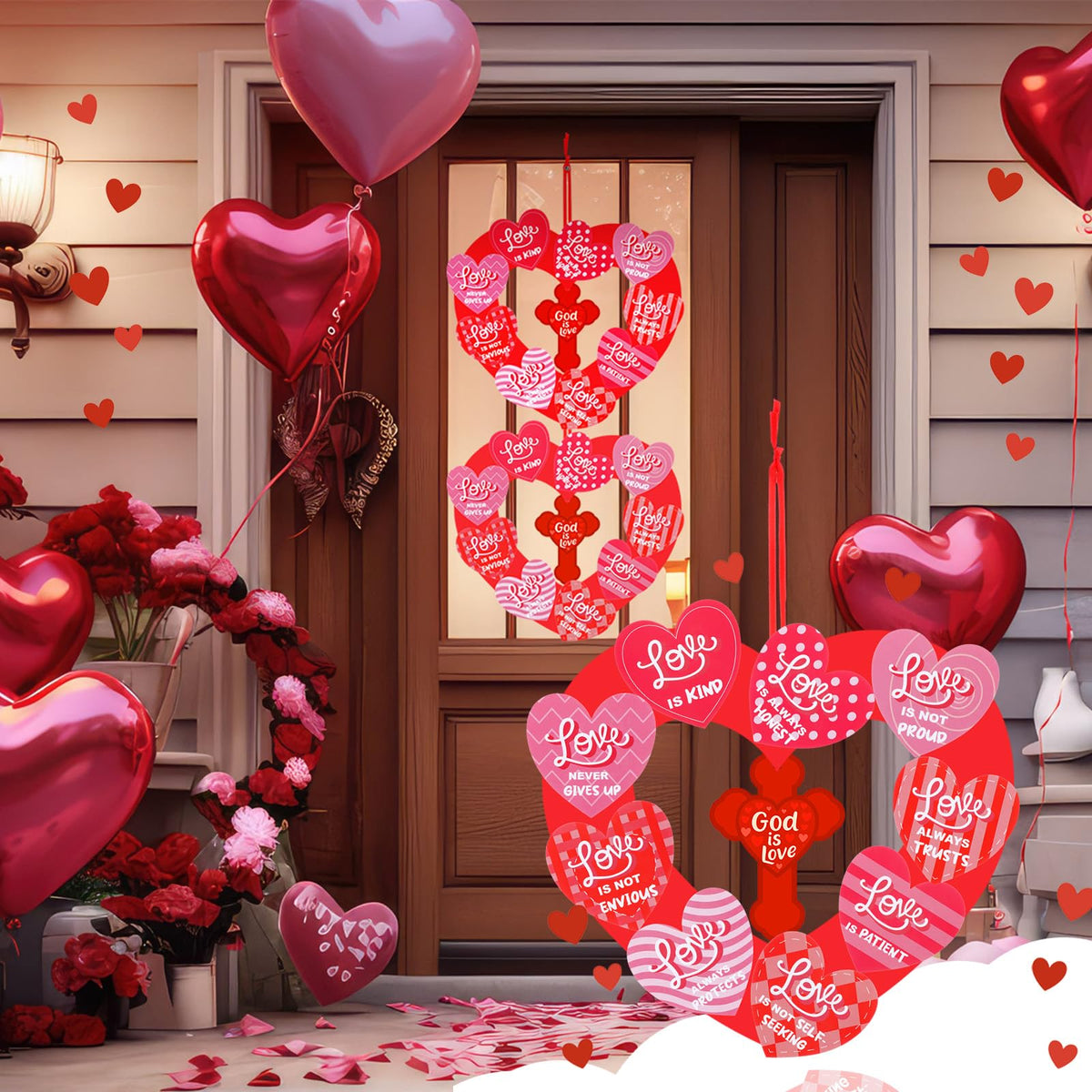 Motipuns God is Love Valentines Wreath Craft Kit | Religious DIY Heart Decor for Church & Home