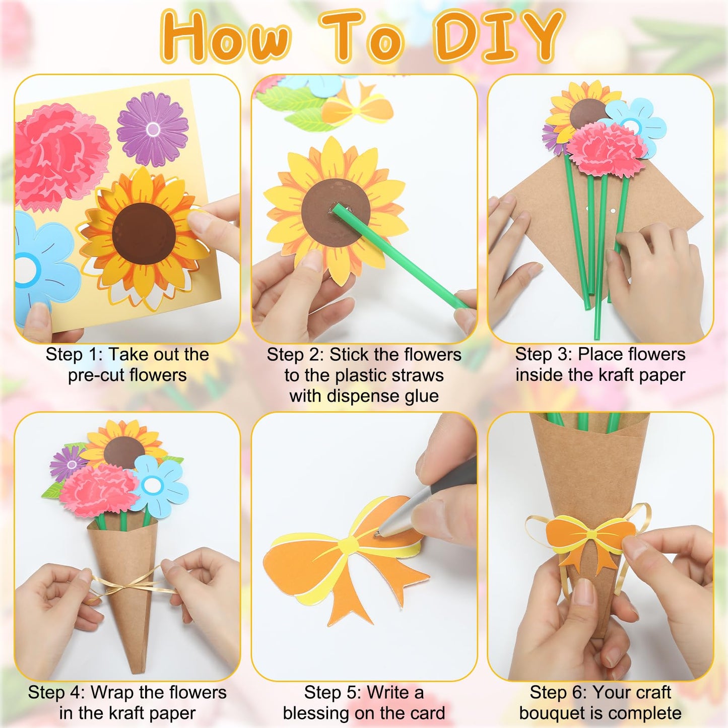 Motipuns 48-Set Flower Bouquet Craft Kit | DIY Paper Flowers & Gift Ideas