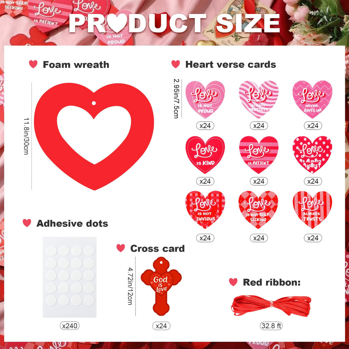 Motipuns God is Love Valentines Wreath Craft Kit | Religious DIY Heart Decor for Church & Home