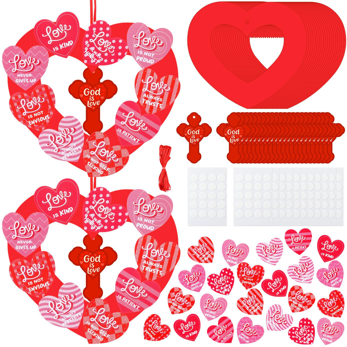Motipuns God is Love Valentines Wreath Craft Kit | Religious DIY Heart Decor for Church & Home