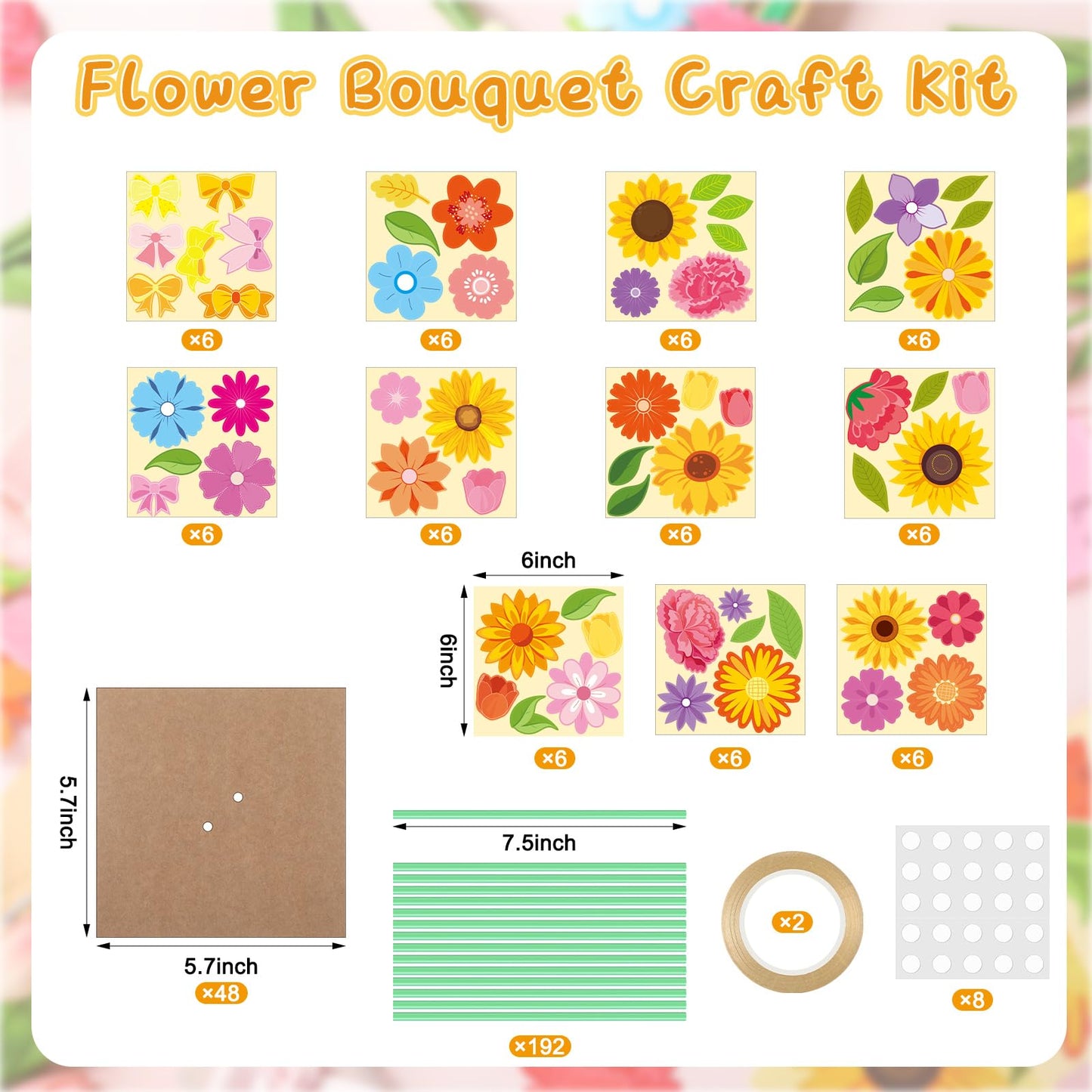 Motipuns 48-Set Flower Bouquet Craft Kit | DIY Paper Flowers & Gift Ideas