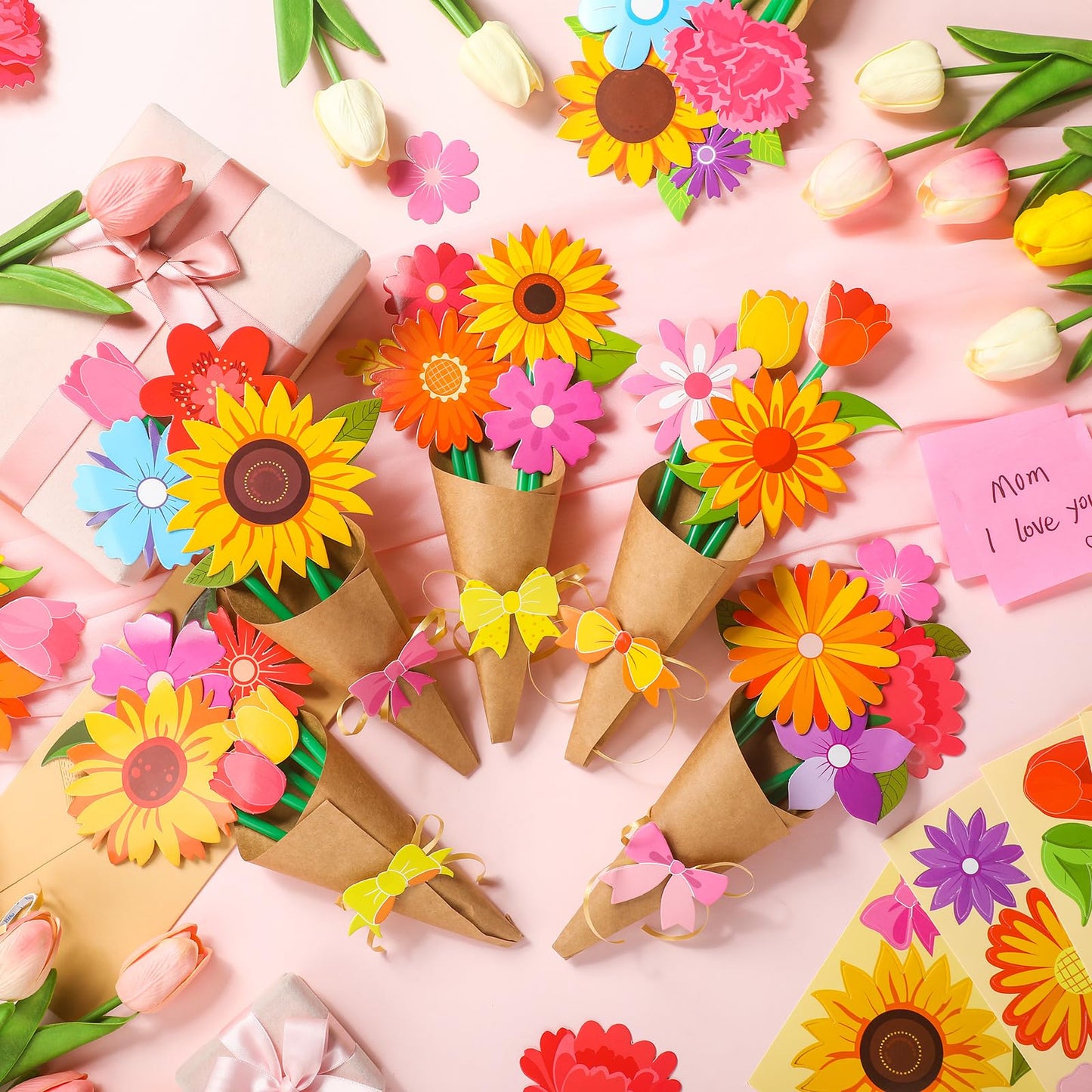 Motipuns 48-Set Flower Bouquet Craft Kit | DIY Paper Flowers & Gift Ideas