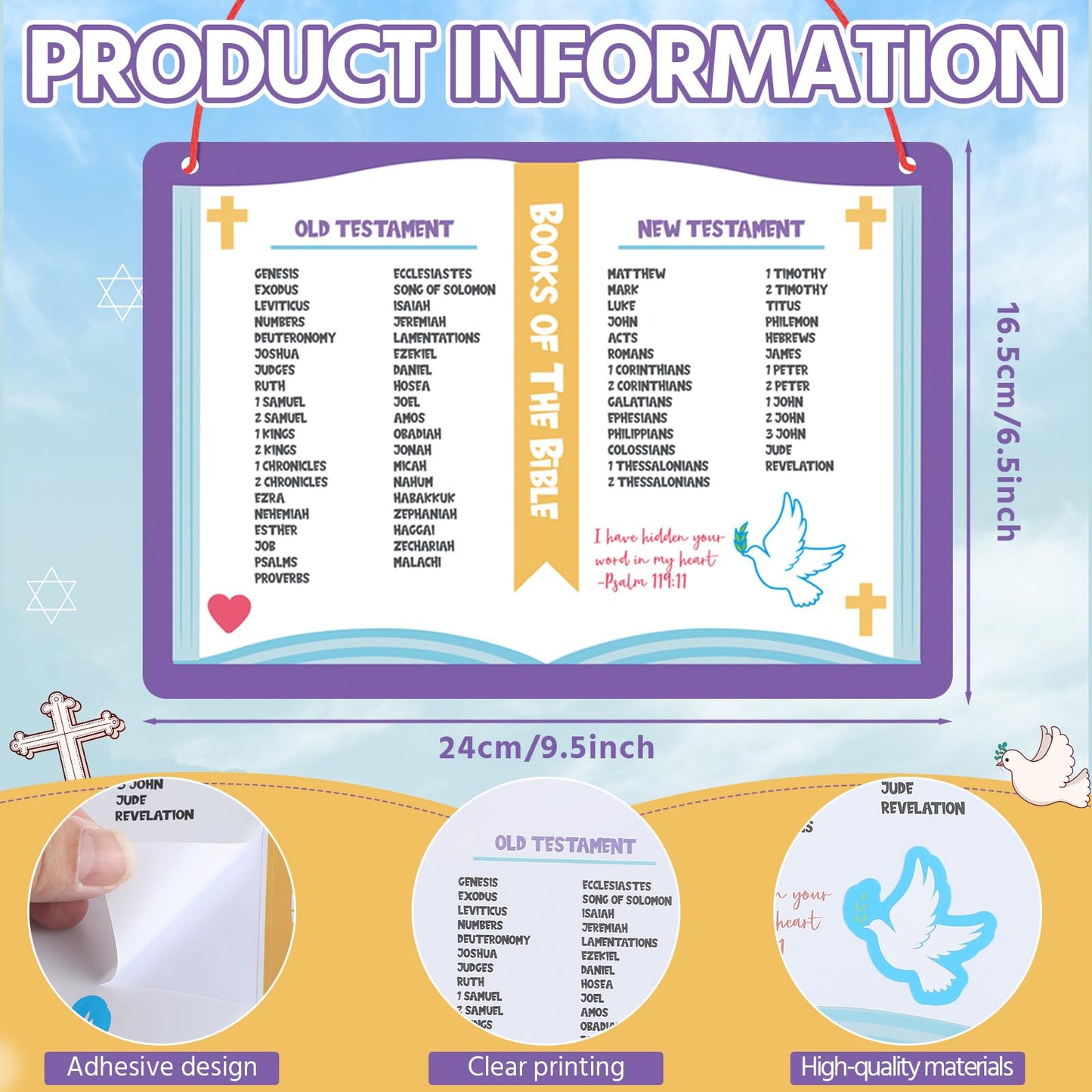Motipuns 24 Bible Craft Sets for Kids – DIY Sticker Ornaments for Sunday School & Church