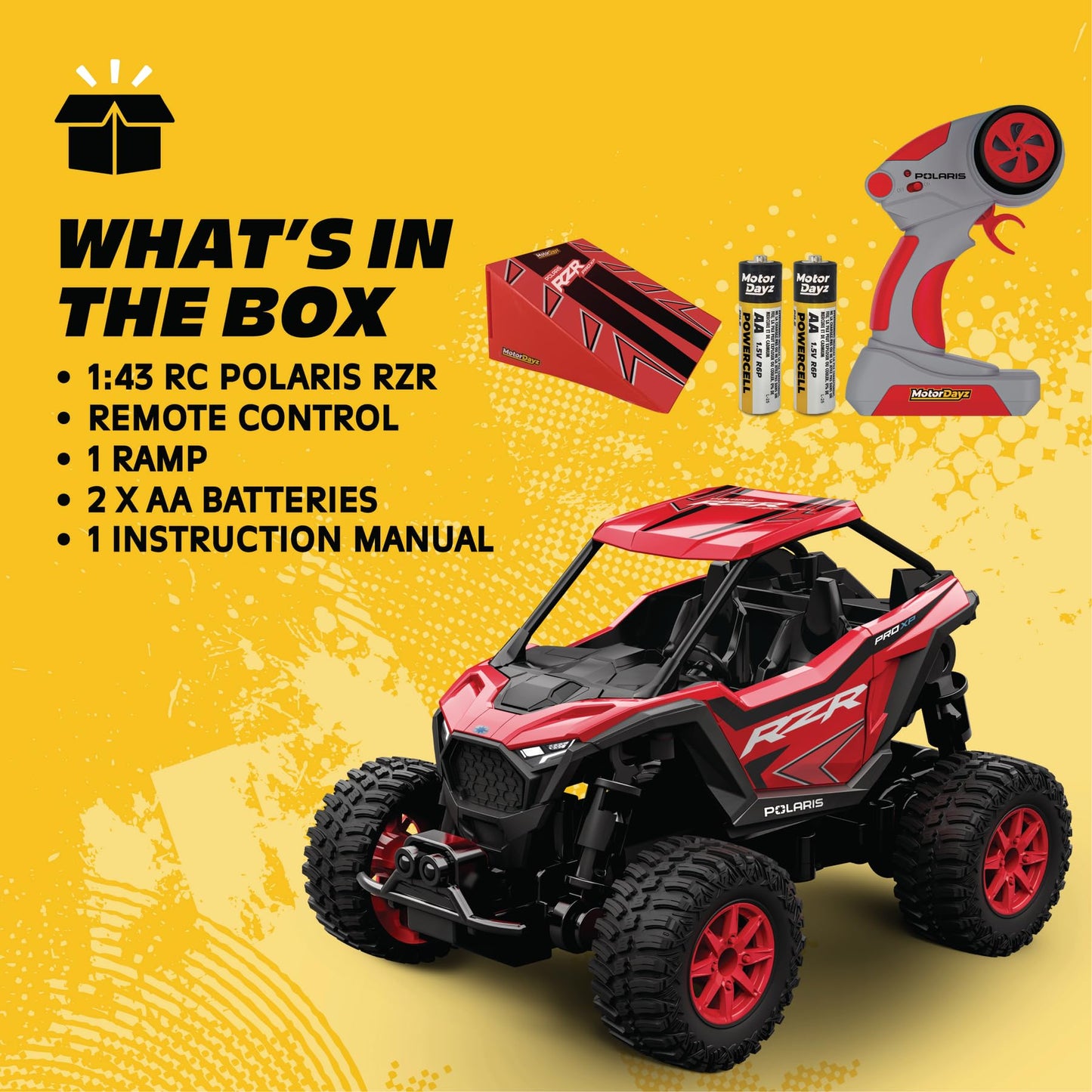 Motor Dayz Polaris RZR RC Car 1:43 Scale • 2WD • 2.4GHz • Jump Ramp Included