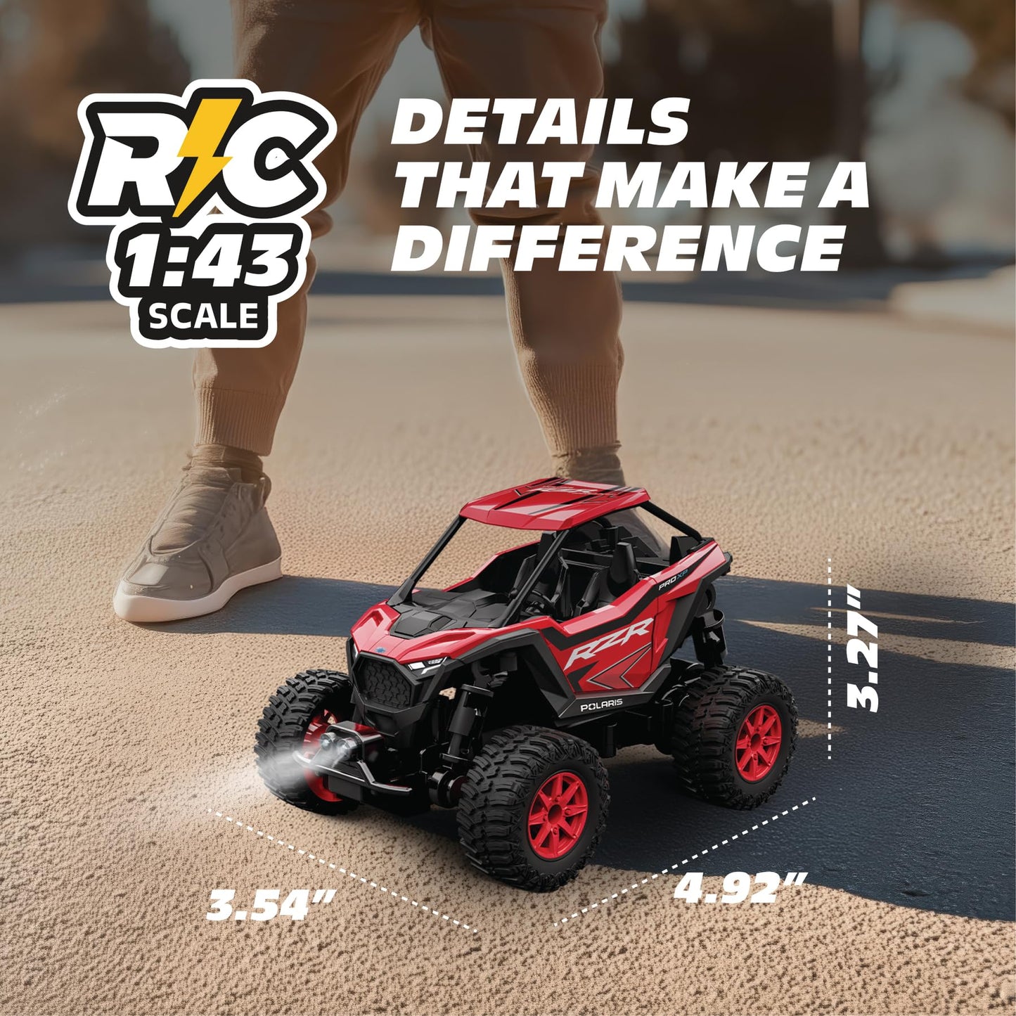 Motor Dayz Polaris RZR RC Car 1:43 Scale • 2WD • 2.4GHz • Jump Ramp Included