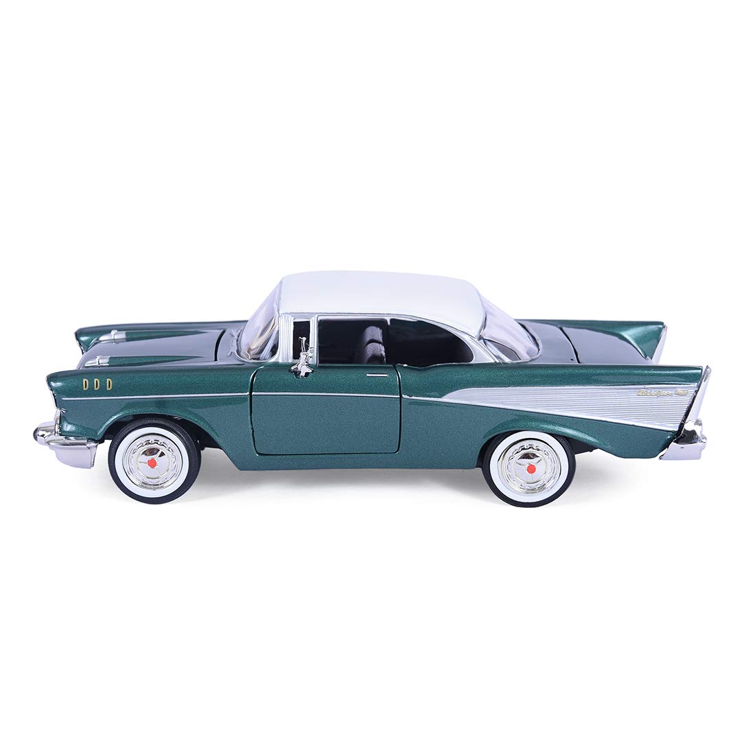 Motormax 1:24 Die-Cast 1957 Chevy Bel Air – Open Window Box, Real Rubber Tires (Colors May Vary)
