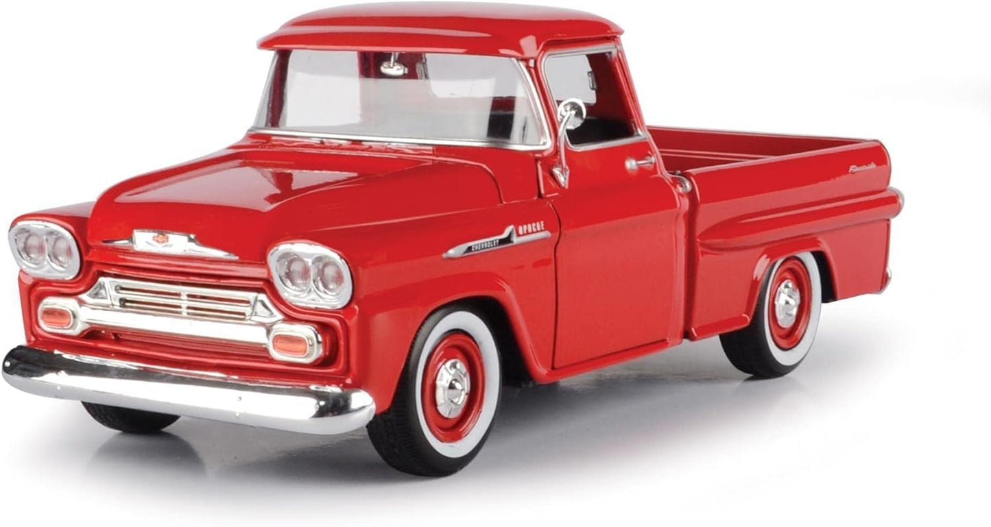 Motormax 1:24 American Classics 1958 Chevrolet Apache Fleet Side Pickup Diecast Truck – Red