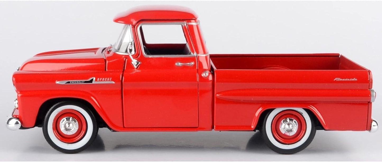 Motormax 1:24 American Classics 1958 Chevrolet Apache Fleet Side Pickup Diecast Truck – Red