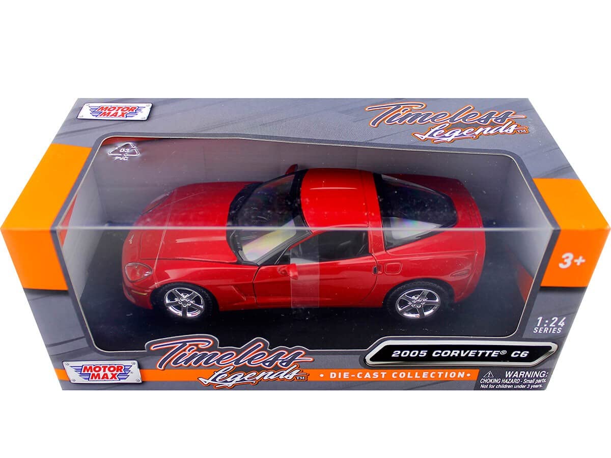 Motormax 1:24 Chevy Corvette C6 Coupe Red Diecast Model Car 2005 73270