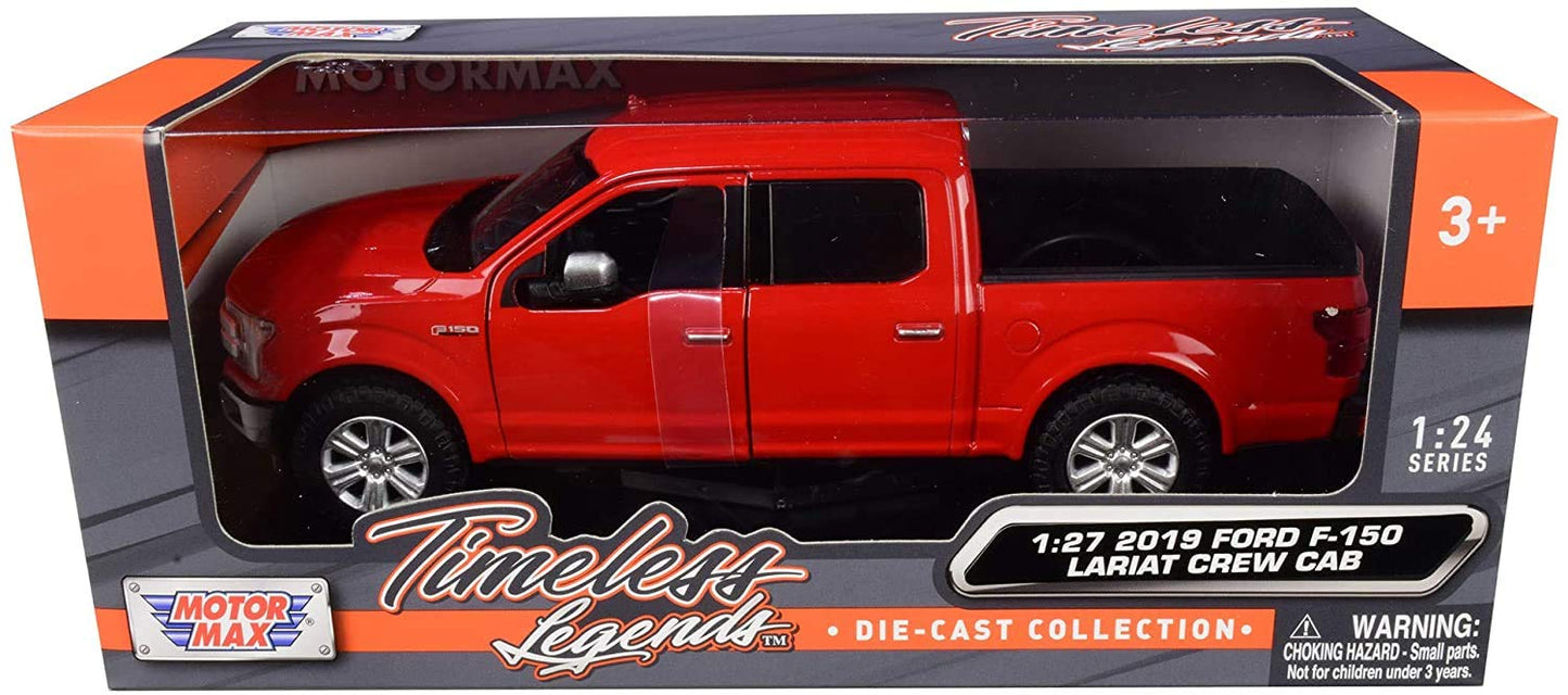 Motormaxx 2019 Ford F-150 Lariat Crew Cab Diecast Model – Red, 1:24–1:27 Scale (79363)
