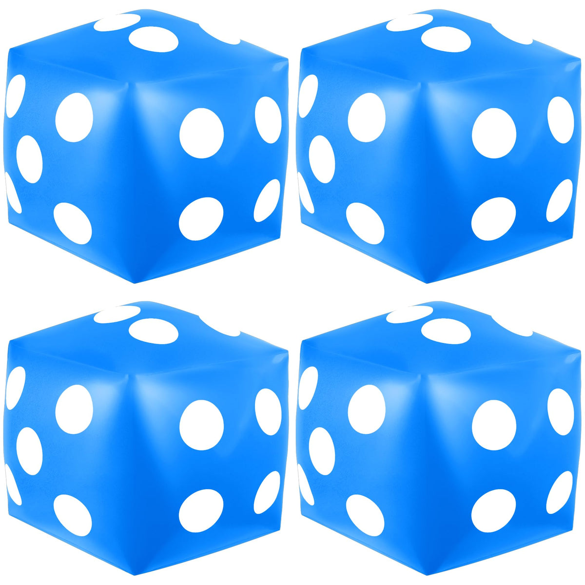 Mototo 4 Pieces Jumbo Inflatable Dice - 12.6 Inch Blue | Indoor Outdoor Pool Party Game & Decor