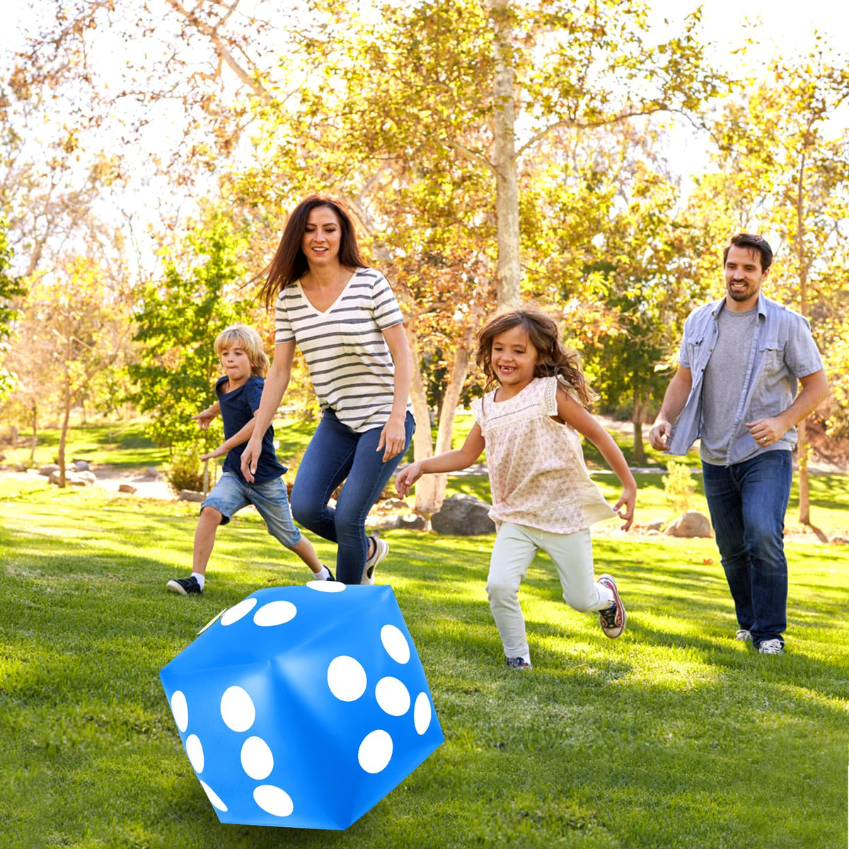 Mototo 4 Pieces Jumbo Inflatable Dice - 12.6 Inch Blue | Indoor Outdoor Pool Party Game & Decor