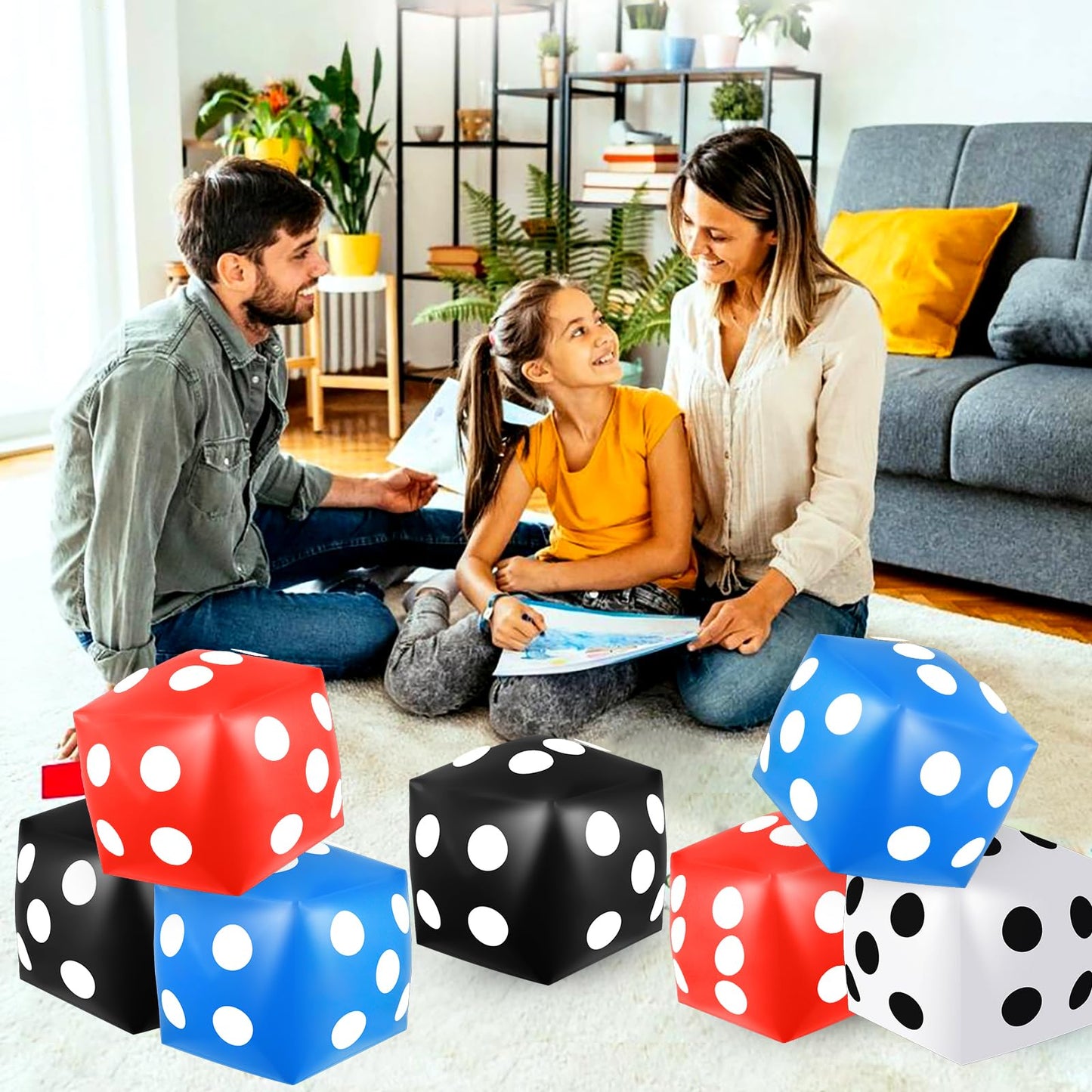 Mototo 4 Pieces Jumbo Inflatable Dice – 12.6-Inch Large PVC Dice for Indoor & Outdoor Fun