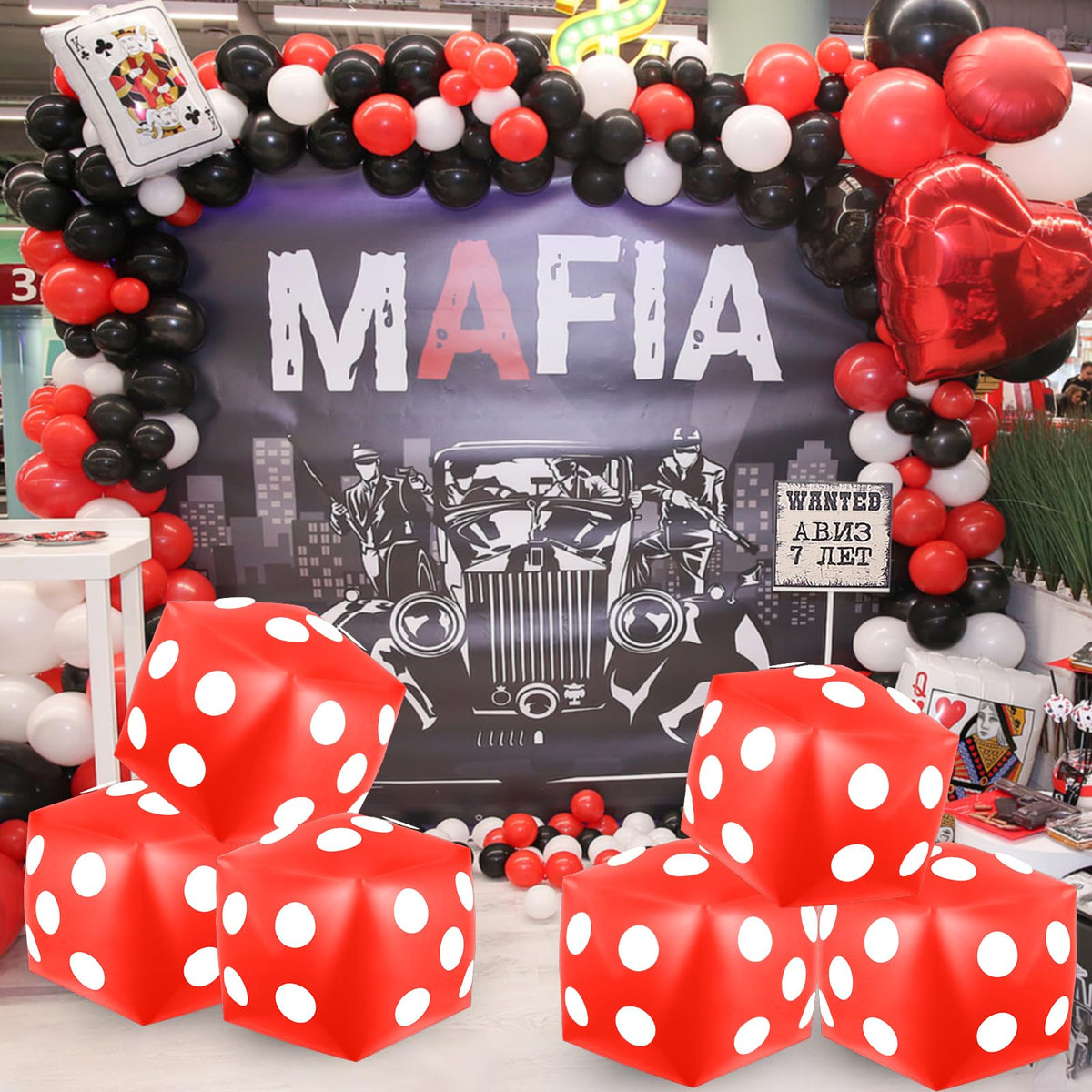 Mototo 4 Pieces Jumbo Inflatable Dice – 12.6 Inch Red Pool, Beach & Lawn Games