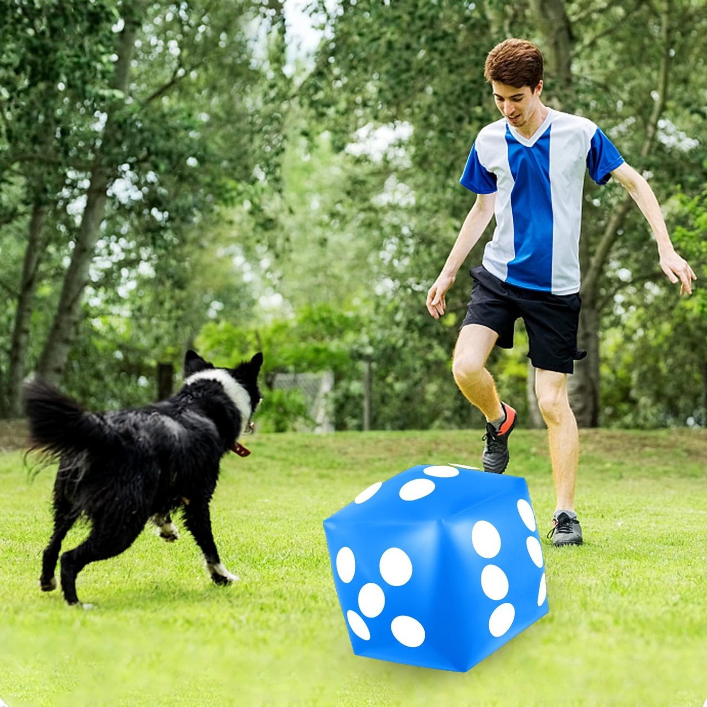 Mototo 4 Pieces Jumbo Inflatable Dice - 12.6 Inch Blue | Indoor Outdoor Pool Party Game & Decor