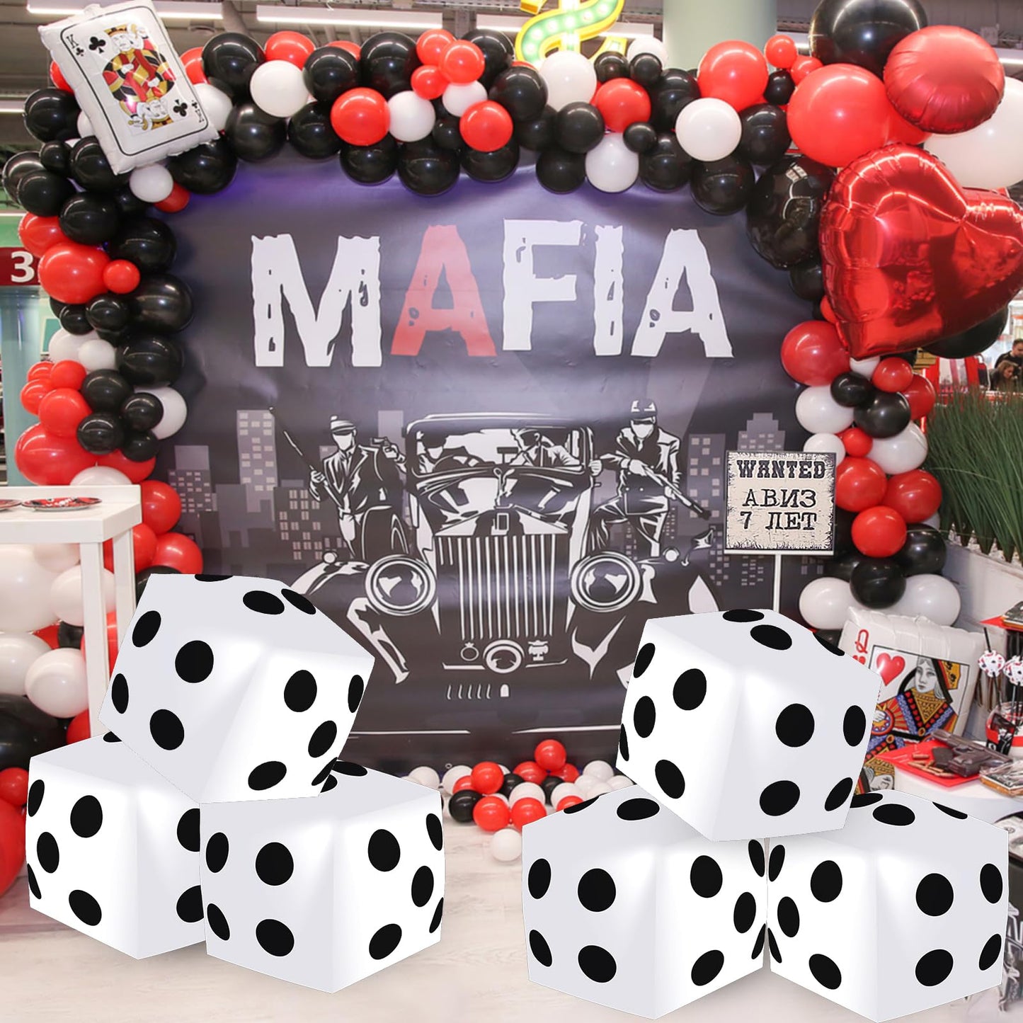 Mototo 4-Pieces Jumbo Inflatable Dice – 12.6-Inch White Party Dice Set