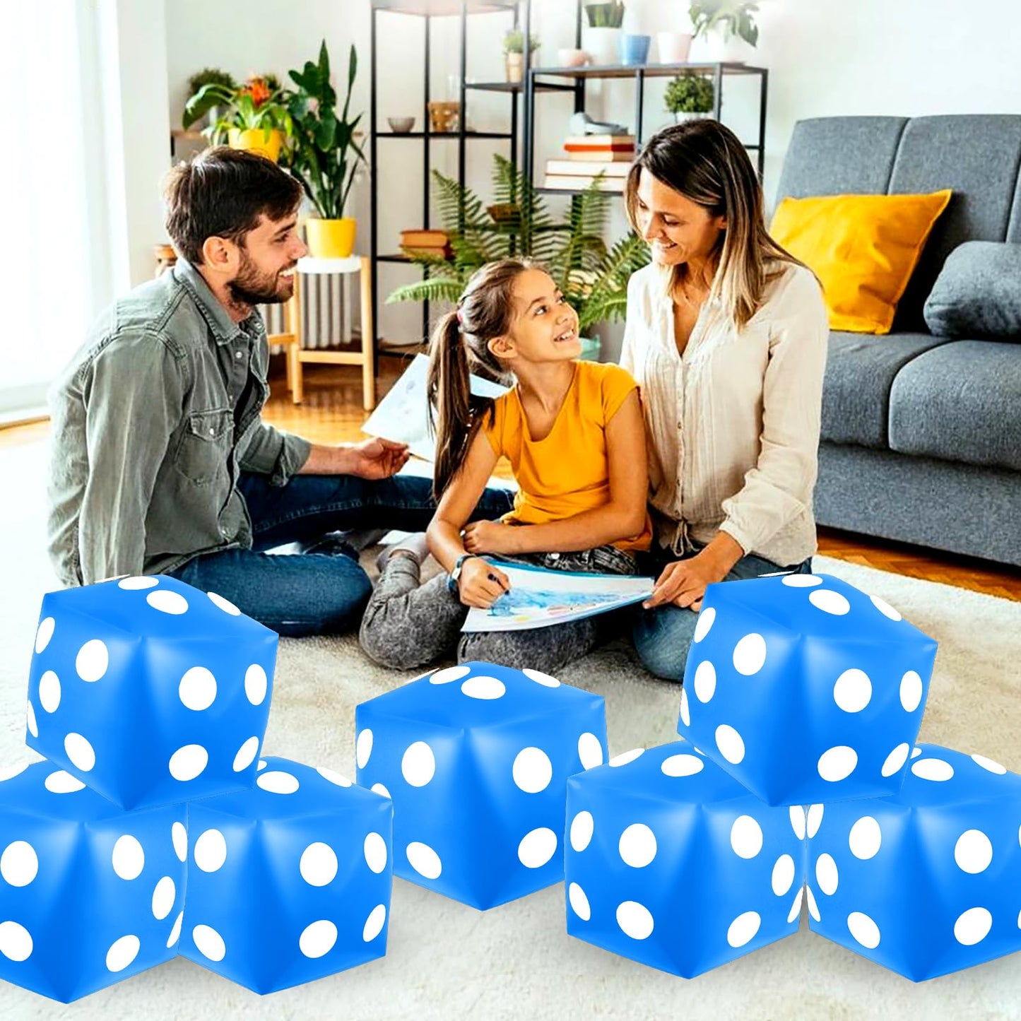 Mototo 4 Pieces Jumbo Inflatable Dice - 12.6 Inch Blue | Indoor Outdoor Pool Party Game & Decor