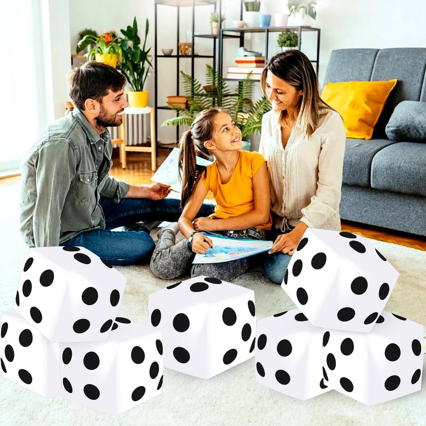 Mototo 4-Pieces Jumbo Inflatable Dice – 12.6-Inch White Party Dice Set