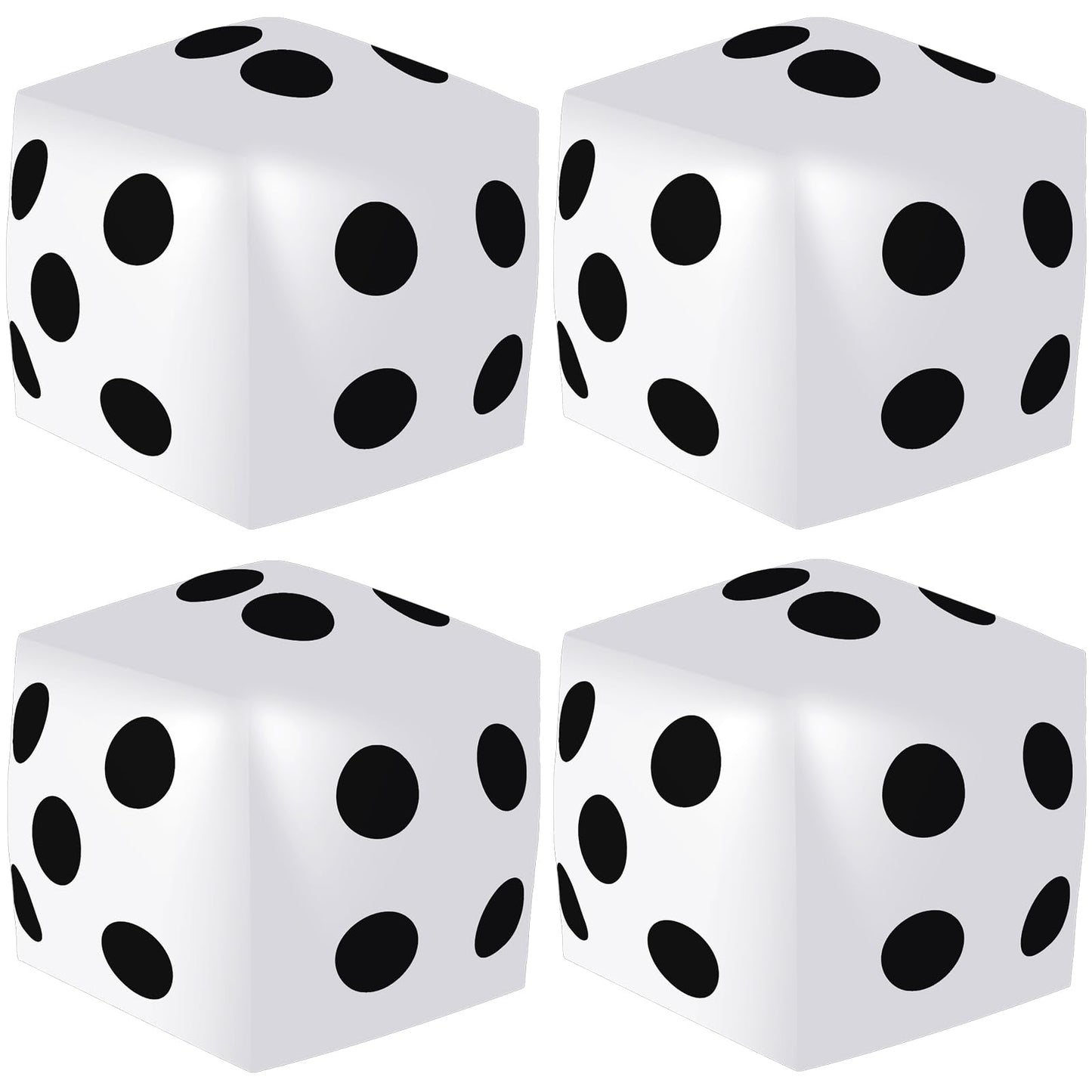Mototo 4-Pieces Jumbo Inflatable Dice – 12.6-Inch White Party Dice Set