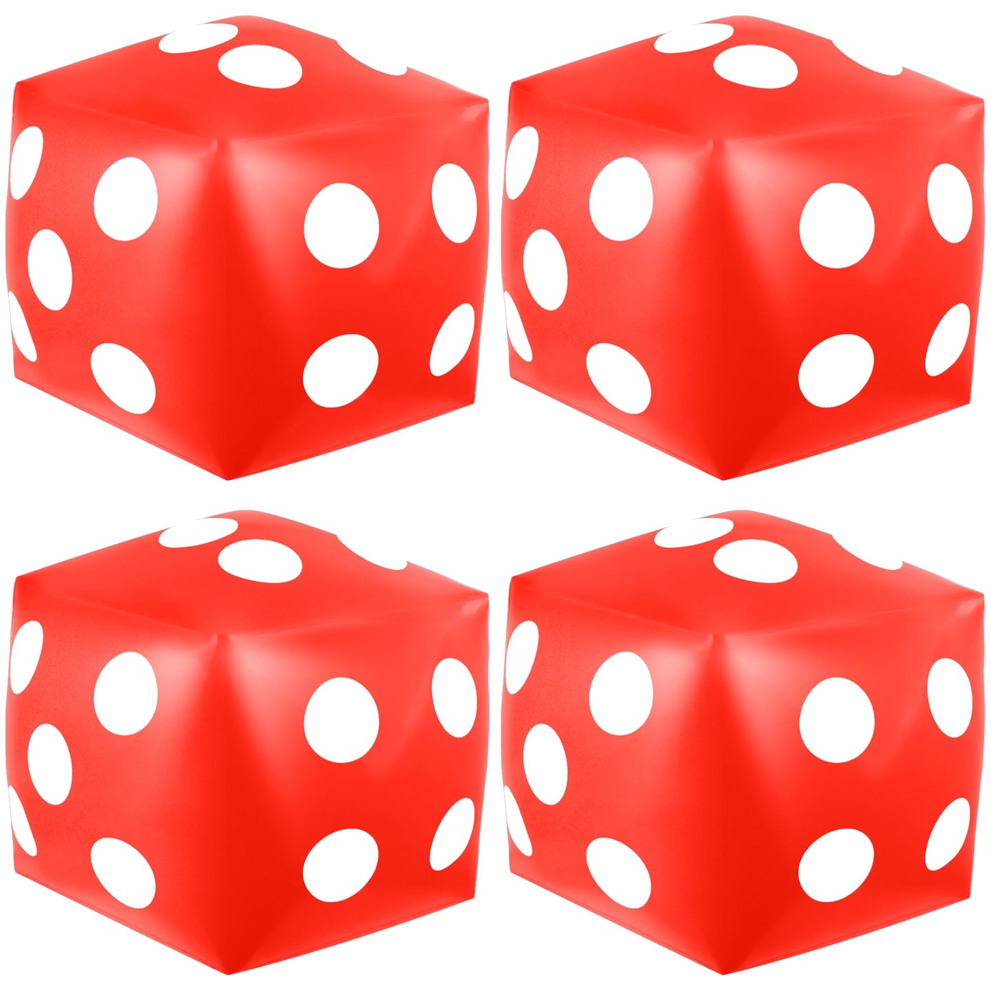 Mototo 4 Pieces Jumbo Inflatable Dice – 12.6 Inch Red Pool, Beach & Lawn Games