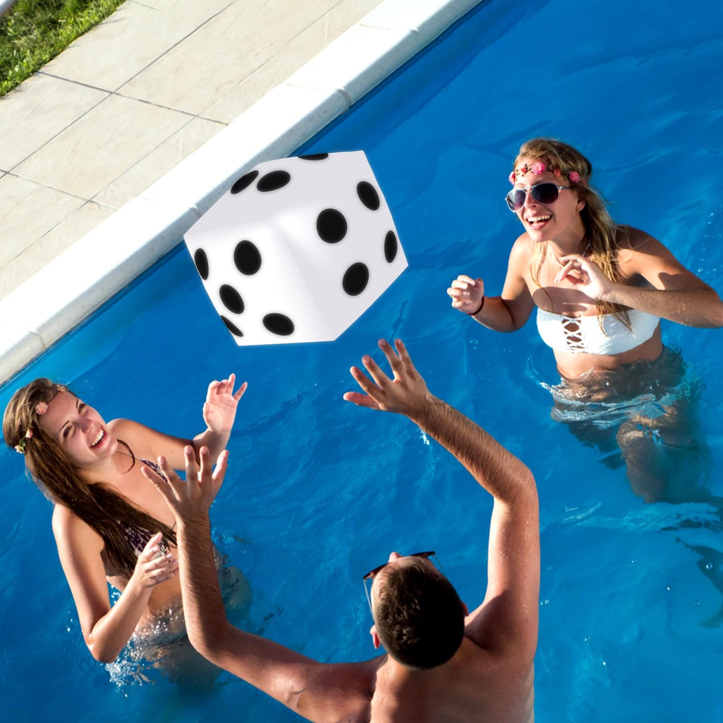 Mototo 4-Pieces Jumbo Inflatable Dice – 12.6-Inch White Party Dice Set