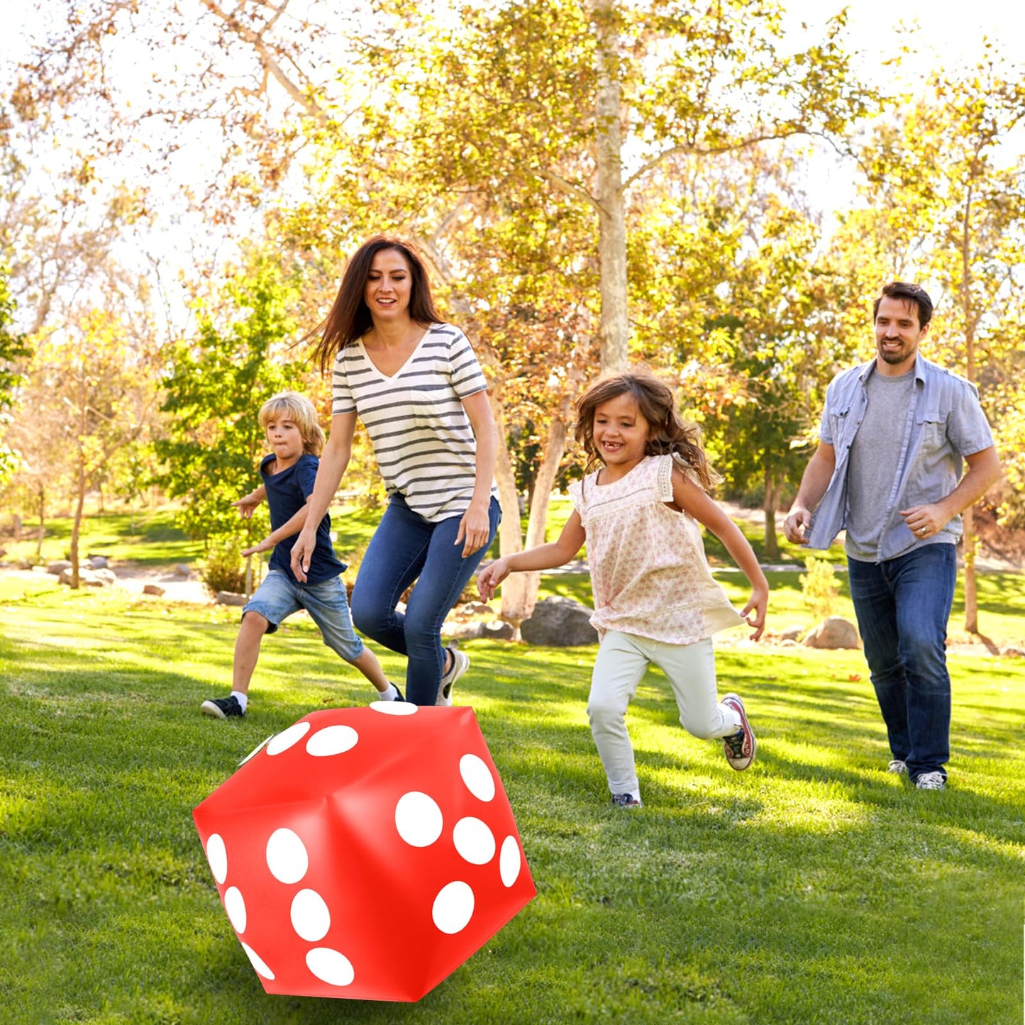 Mototo 4 Pieces Jumbo Inflatable Dice – 12.6 Inch Red Pool, Beach & Lawn Games