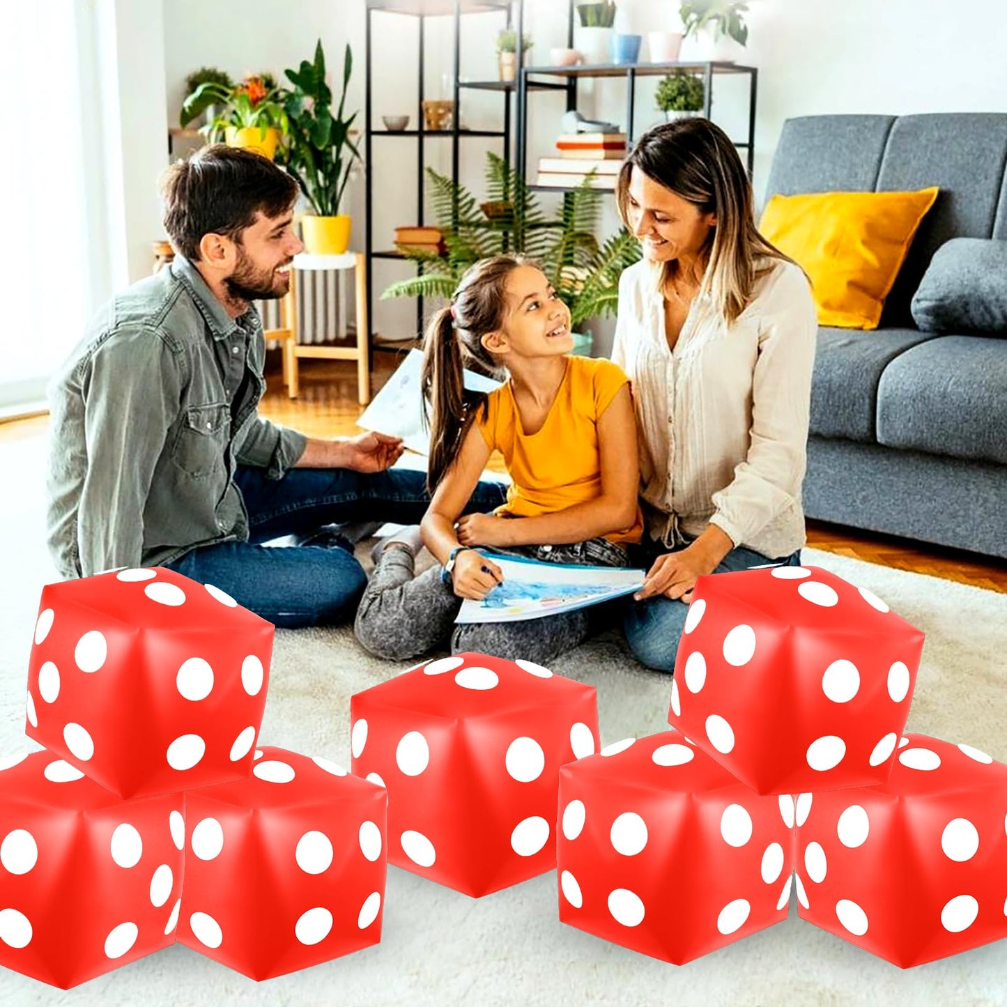 Mototo 4 Pieces Jumbo Inflatable Dice – 12.6 Inch Red Pool, Beach & Lawn Games