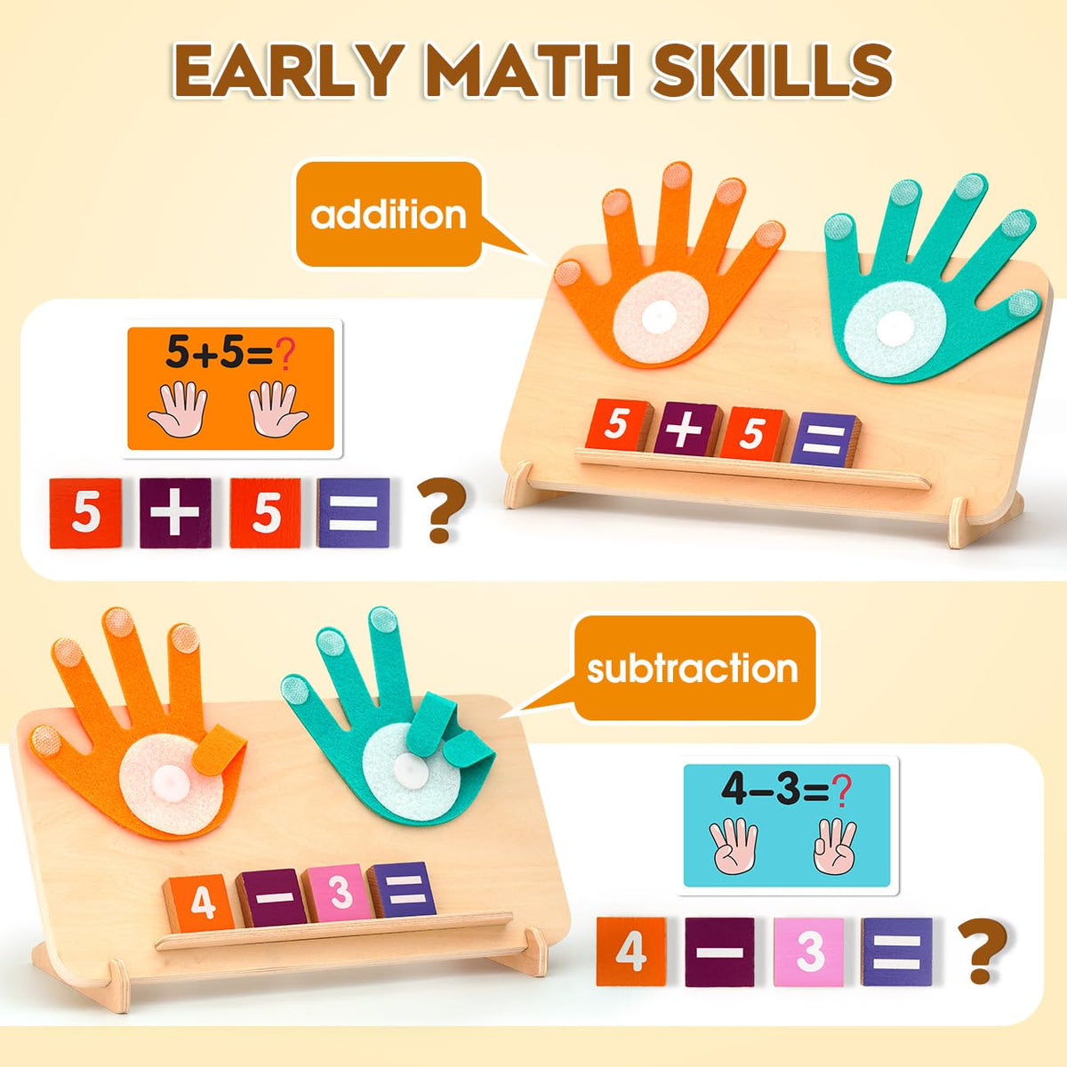 MOTREE Preschool Learning Toys: Montessori Math Blocks for Toddlers 2-4 | Early Counting & Fine Motor Skills