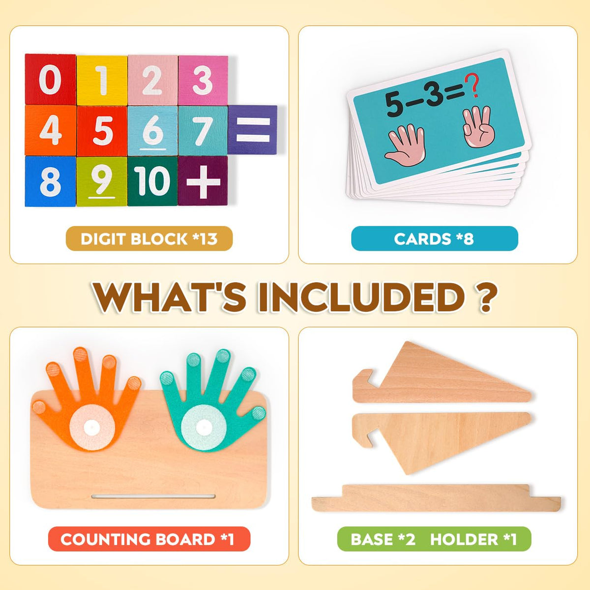 MOTREE Preschool Learning Toys: Montessori Math Blocks for Toddlers 2-4 | Early Counting & Fine Motor Skills