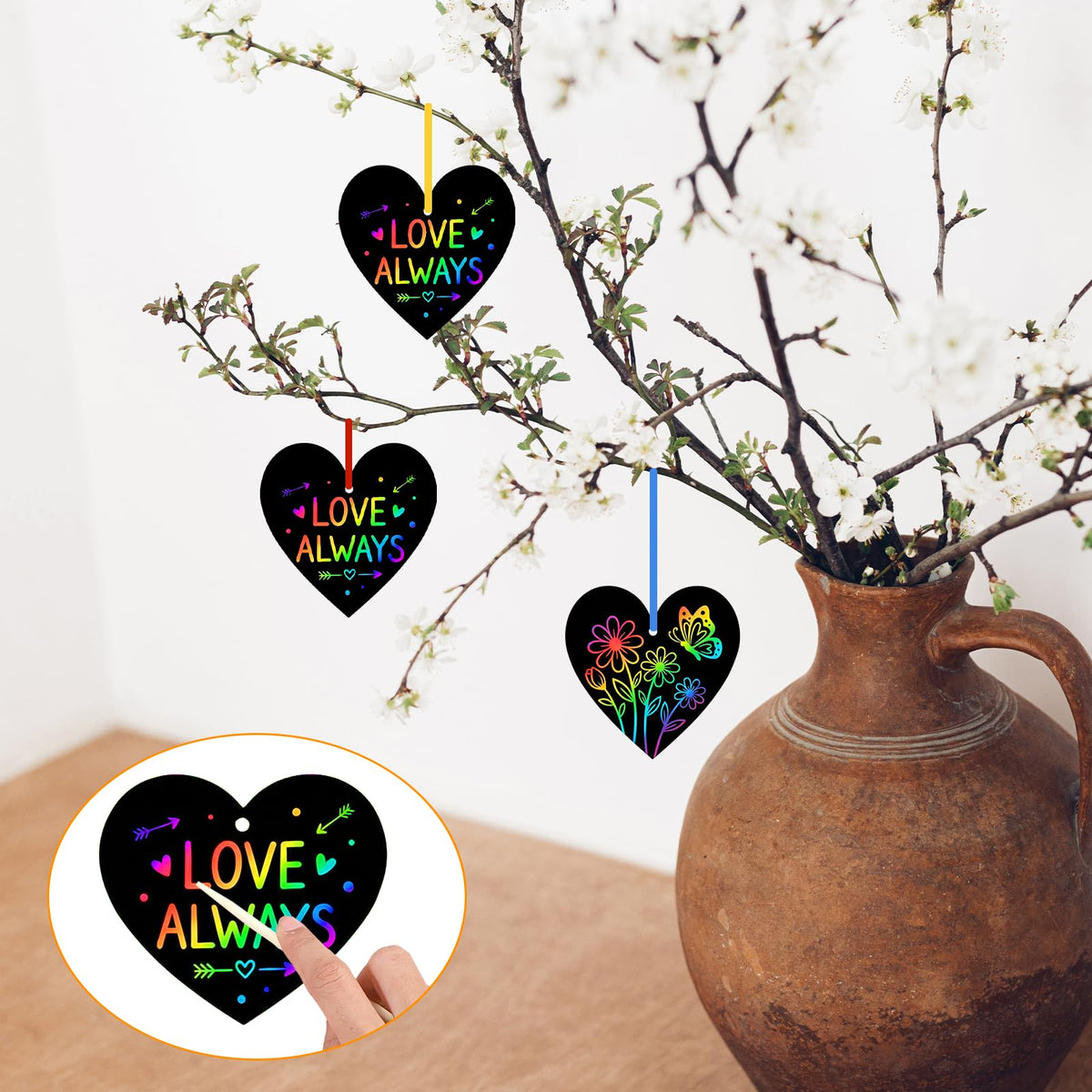 Motthjcw 44 Sets Valentine Rainbow Scratch Art Paper – DIY Kids Craft & Party Favors