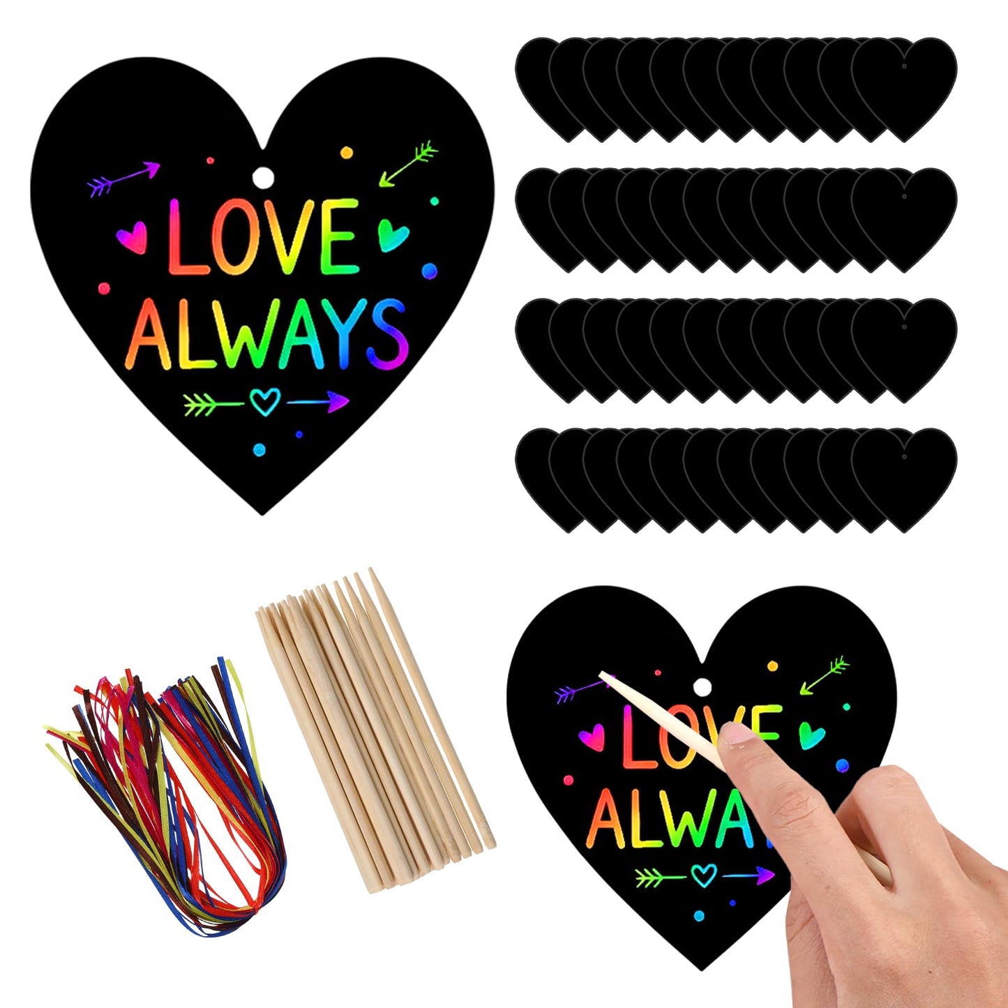 Motthjcw 44 Sets Valentine Rainbow Scratch Art Paper – DIY Kids Craft & Party Favors
