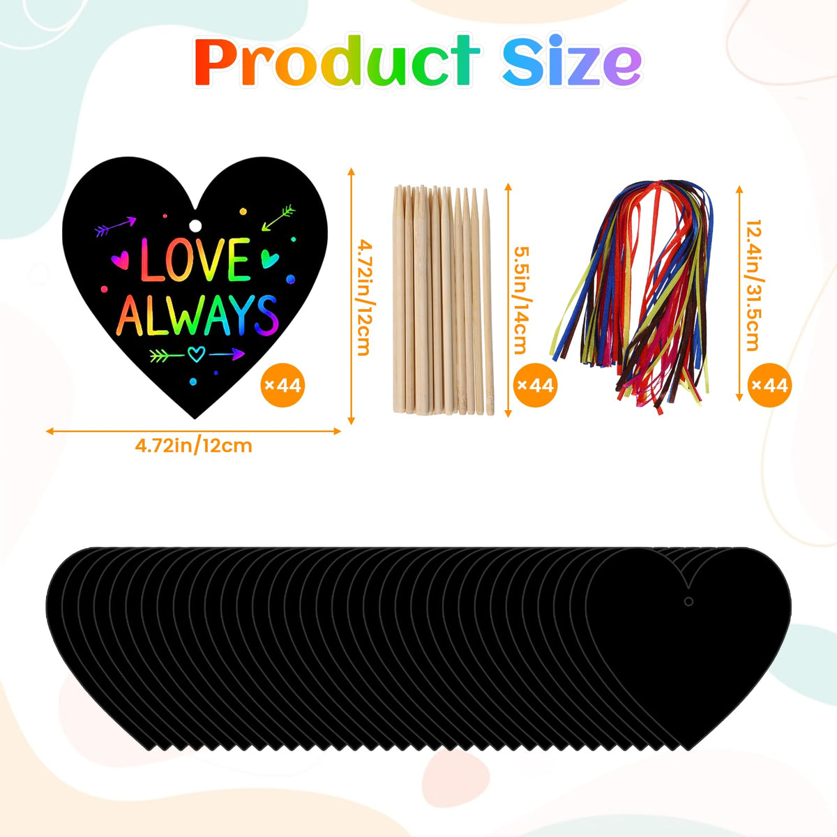 Motthjcw 44 Sets Valentine Rainbow Scratch Art Paper – DIY Kids Craft & Party Favors