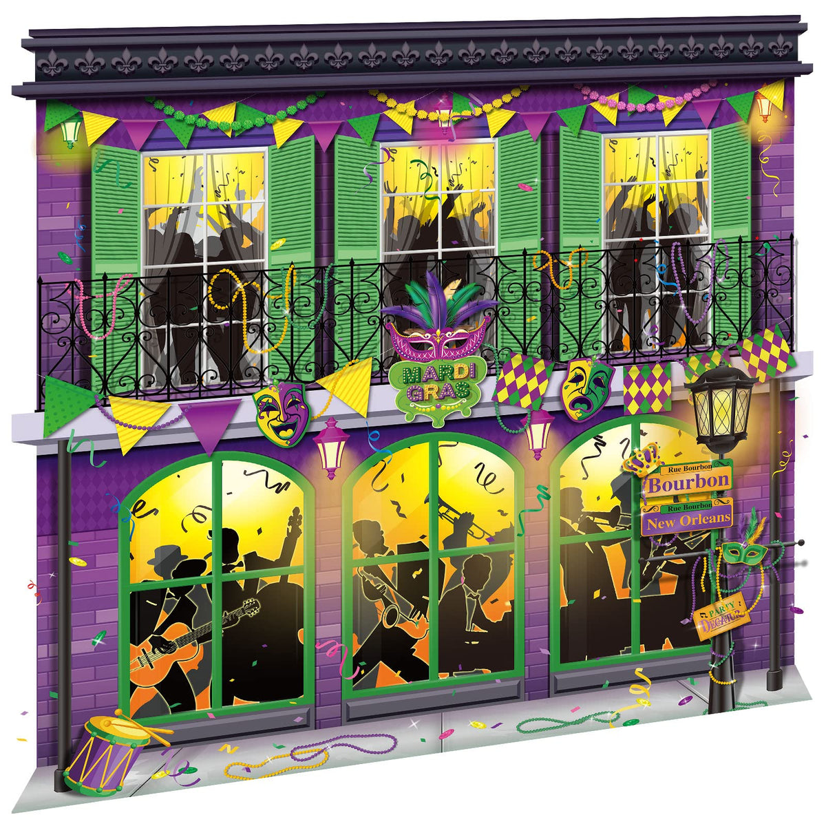 Moukeren Mardi Gras Backdrop 65x65in – Masquerade Photo Booth Background