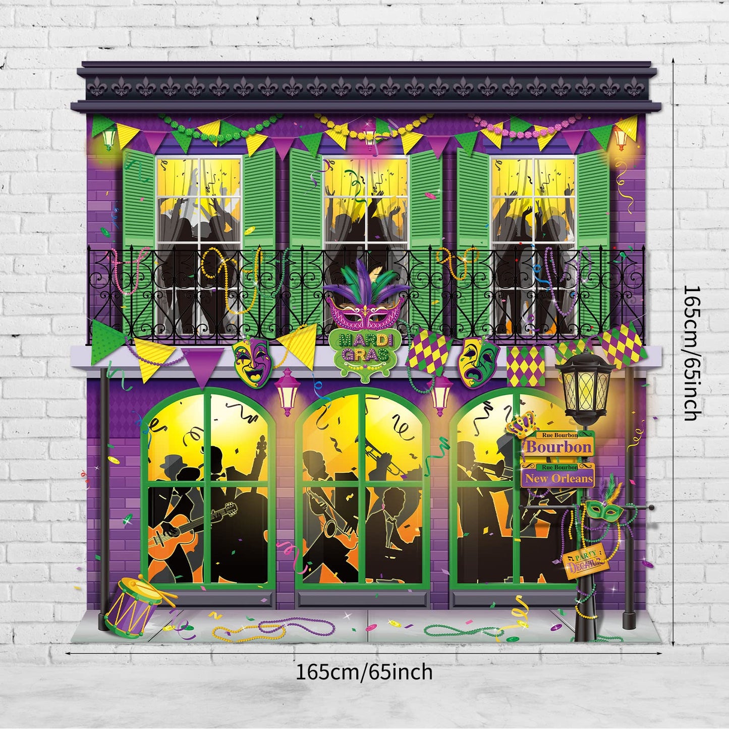 Moukeren Mardi Gras Backdrop 65x65in – Masquerade Photo Booth Background