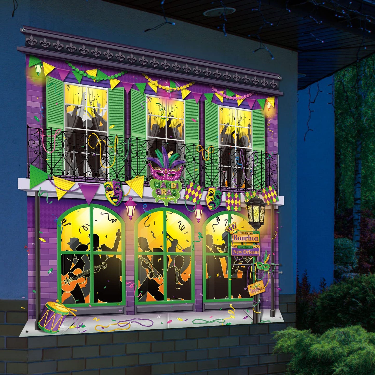 Moukeren Mardi Gras Backdrop 65x65in – Masquerade Photo Booth Background
